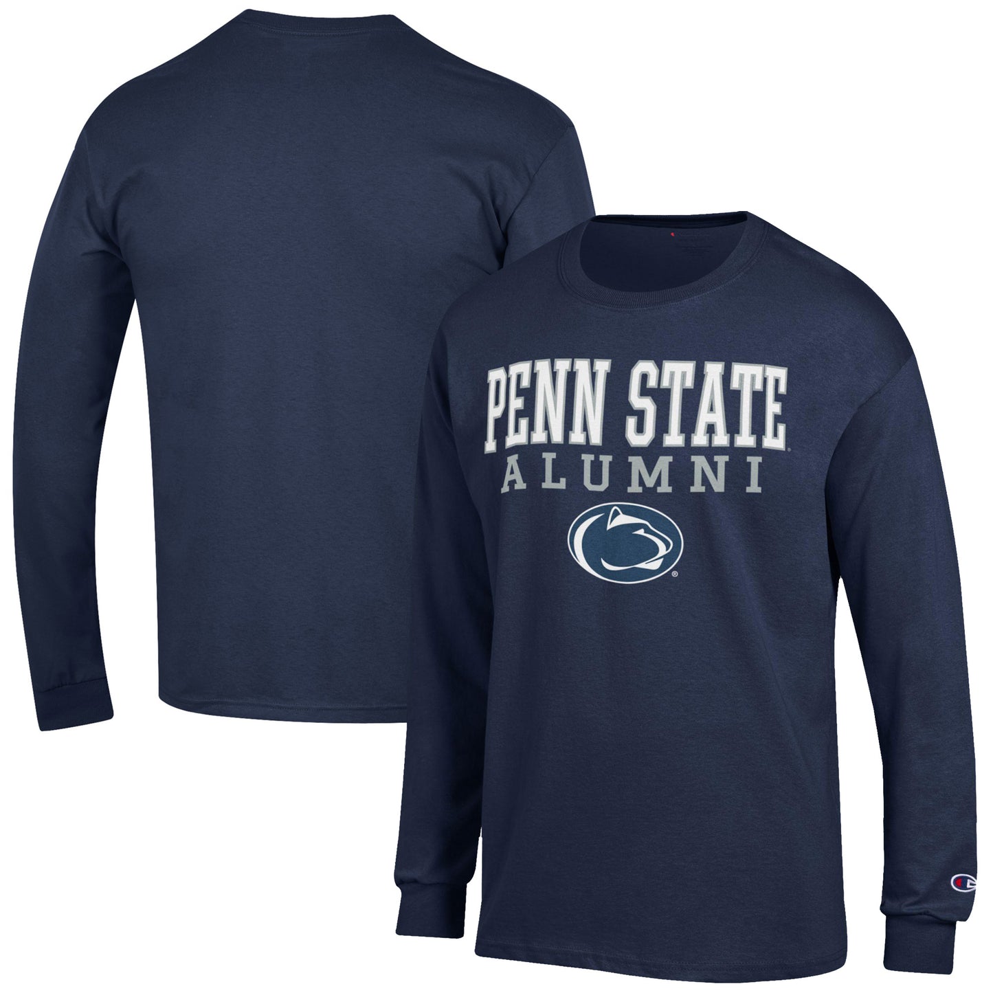 Men's Champion Navy Penn State Nittany Lions Alumni Logo Stack Long Sleeve T-Shirt