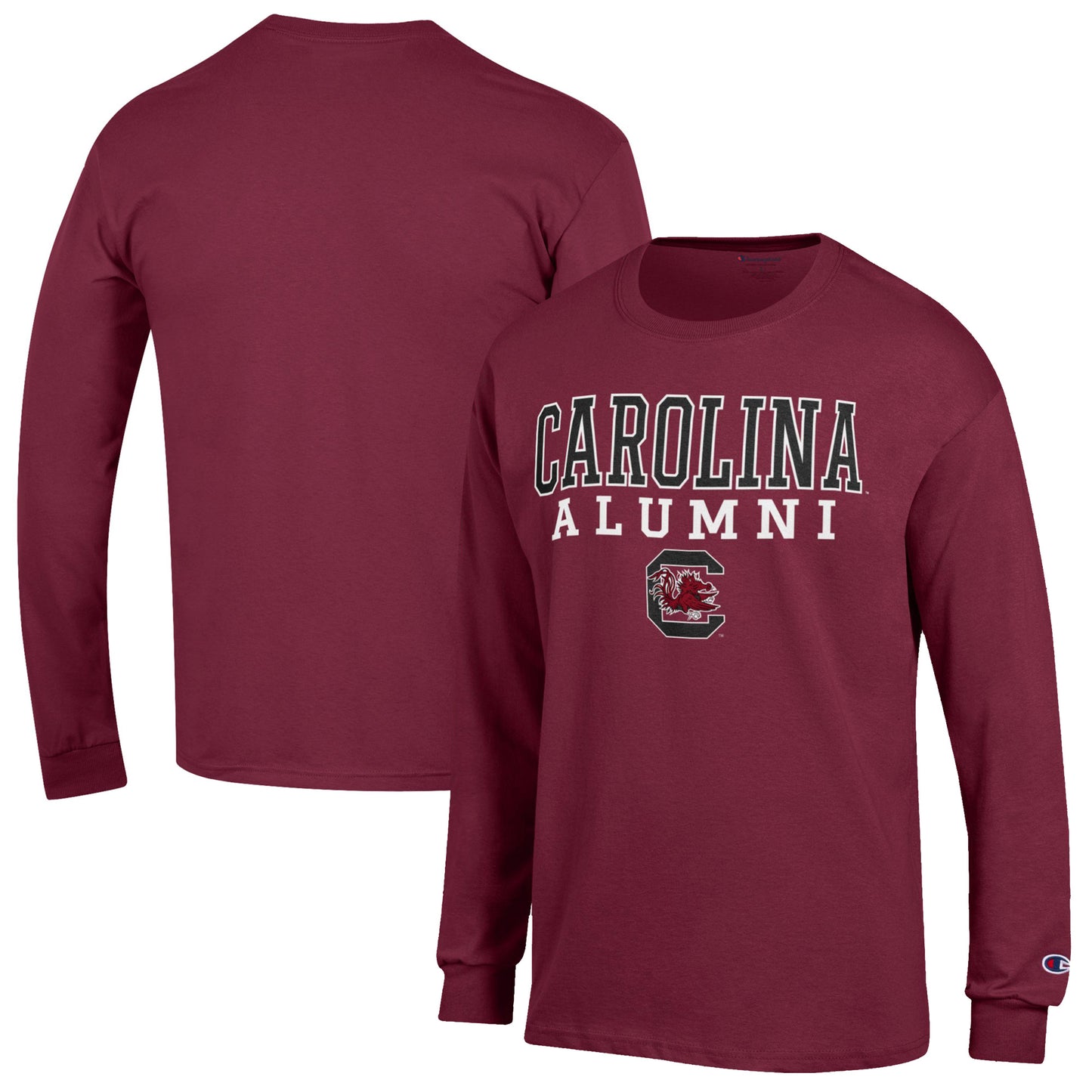 Men's Champion Garnet South Carolina Gamecocks Alumni Logo Stack Long Sleeve T-Shirt
