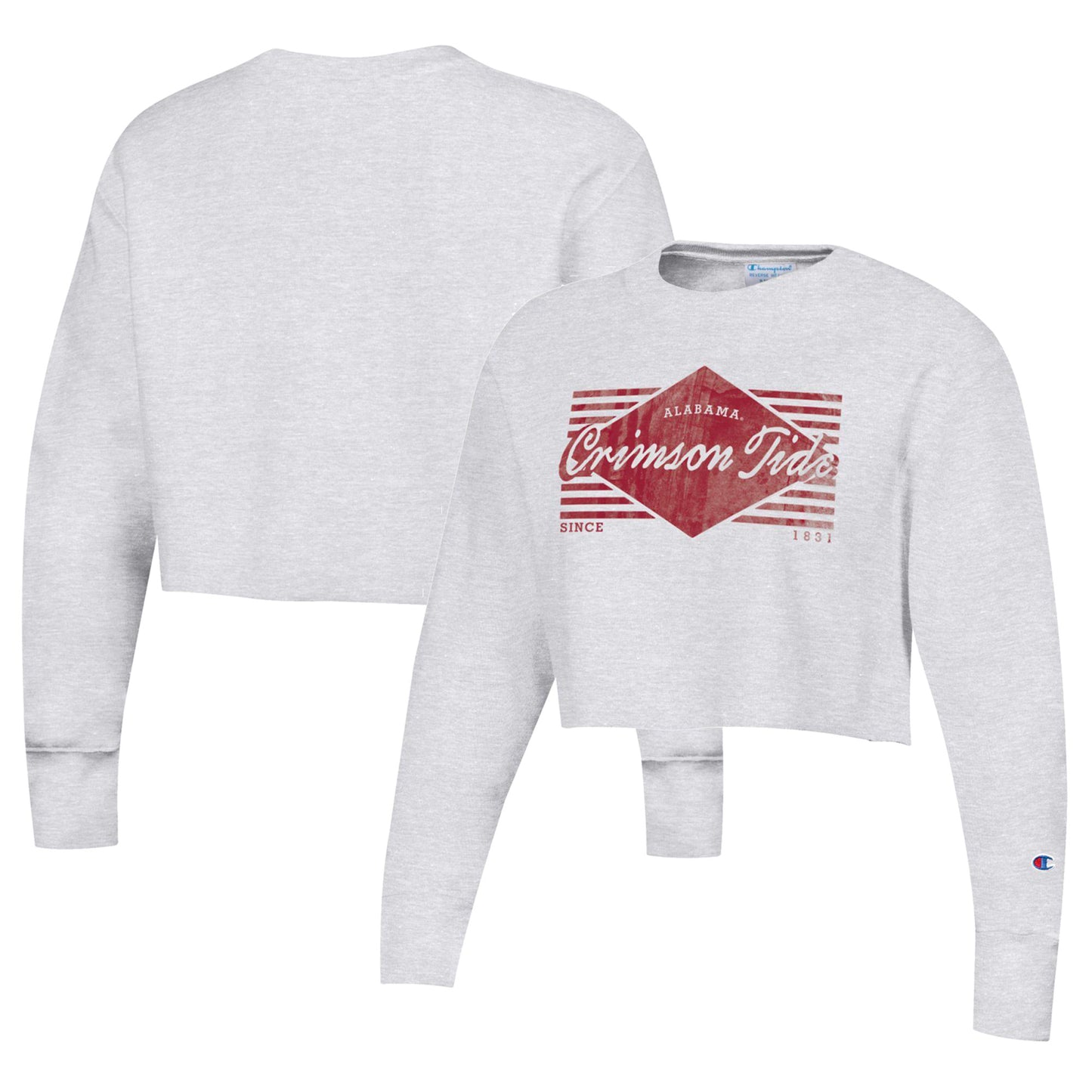 Women's Champion Heather Gray Alabama Crimson Tide Reverse Weave Cropped Pullover Sweatshirt