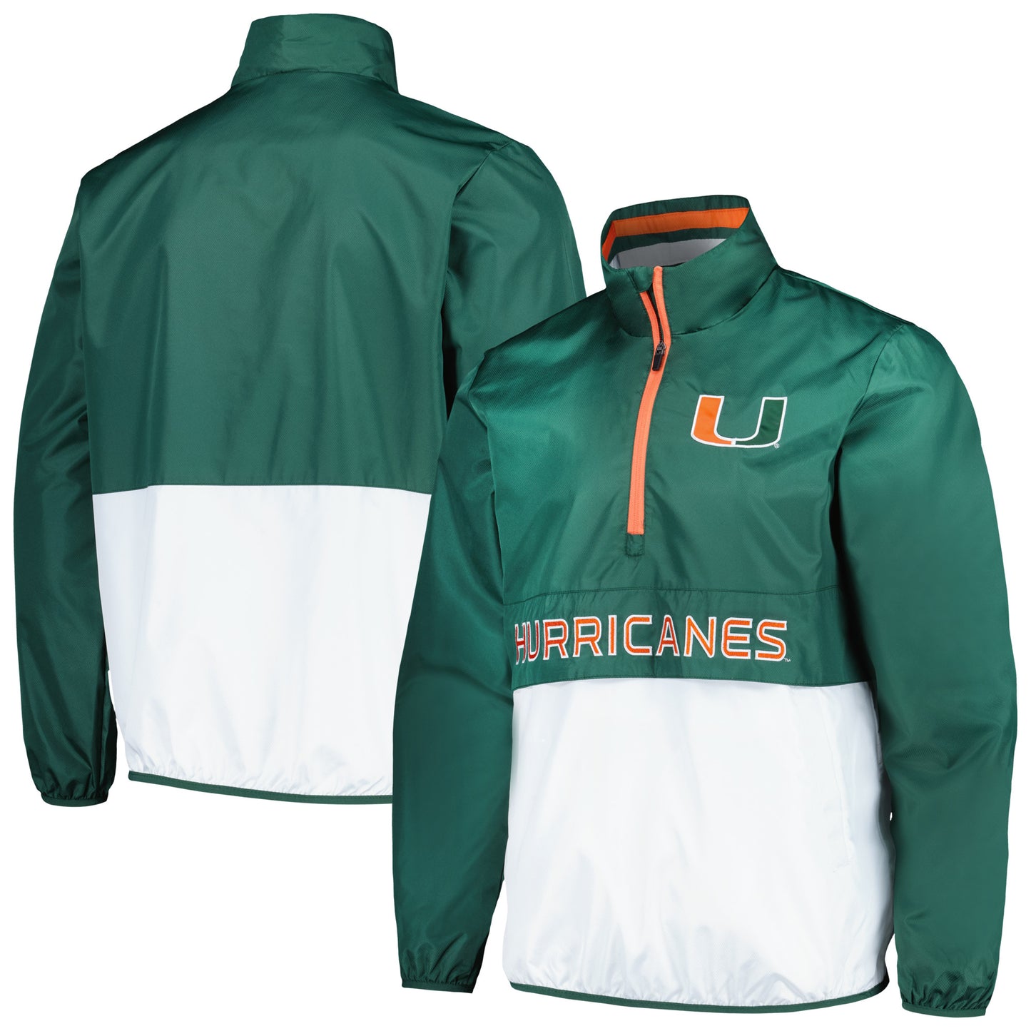Men's G-III Sports by Carl Banks Green Miami Hurricanes Cornerman Half-Zip Top