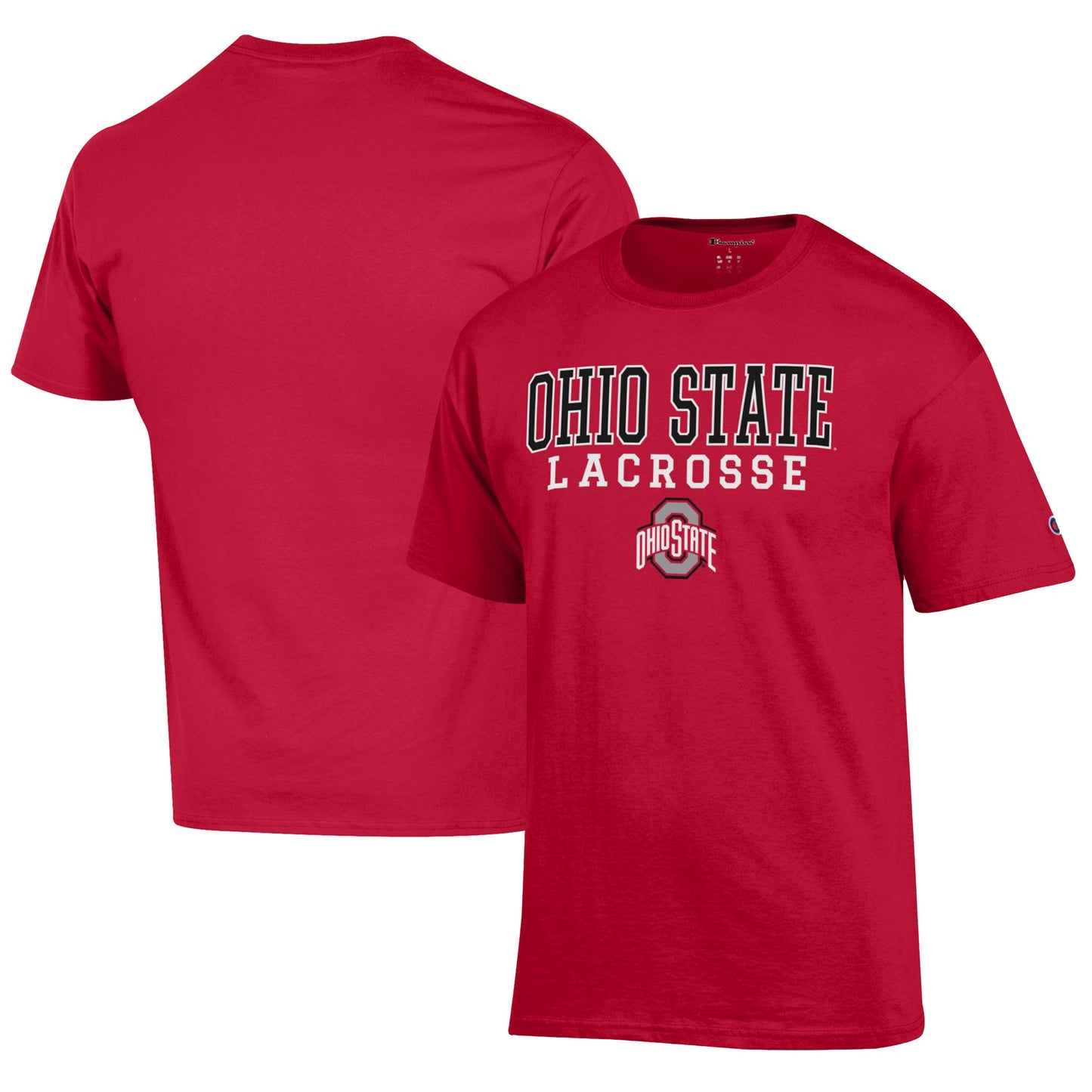 Men's Champion Scarlet Ohio State Buckeyes Lacrosse Stack T-Shirt