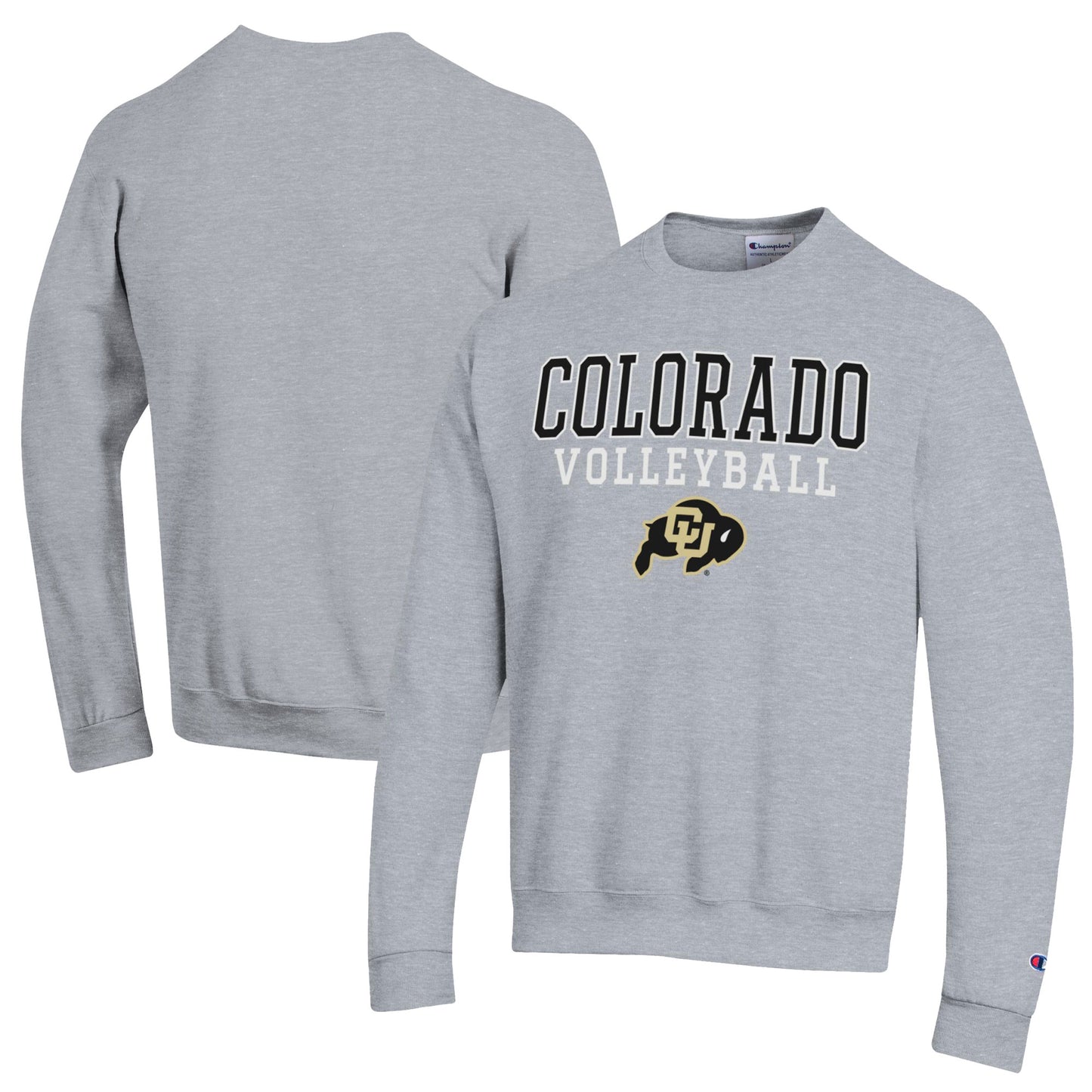 Men's Champion Gray Colorado Buffaloes Volleyball Stack Pullover Crewneck Sweatshirt