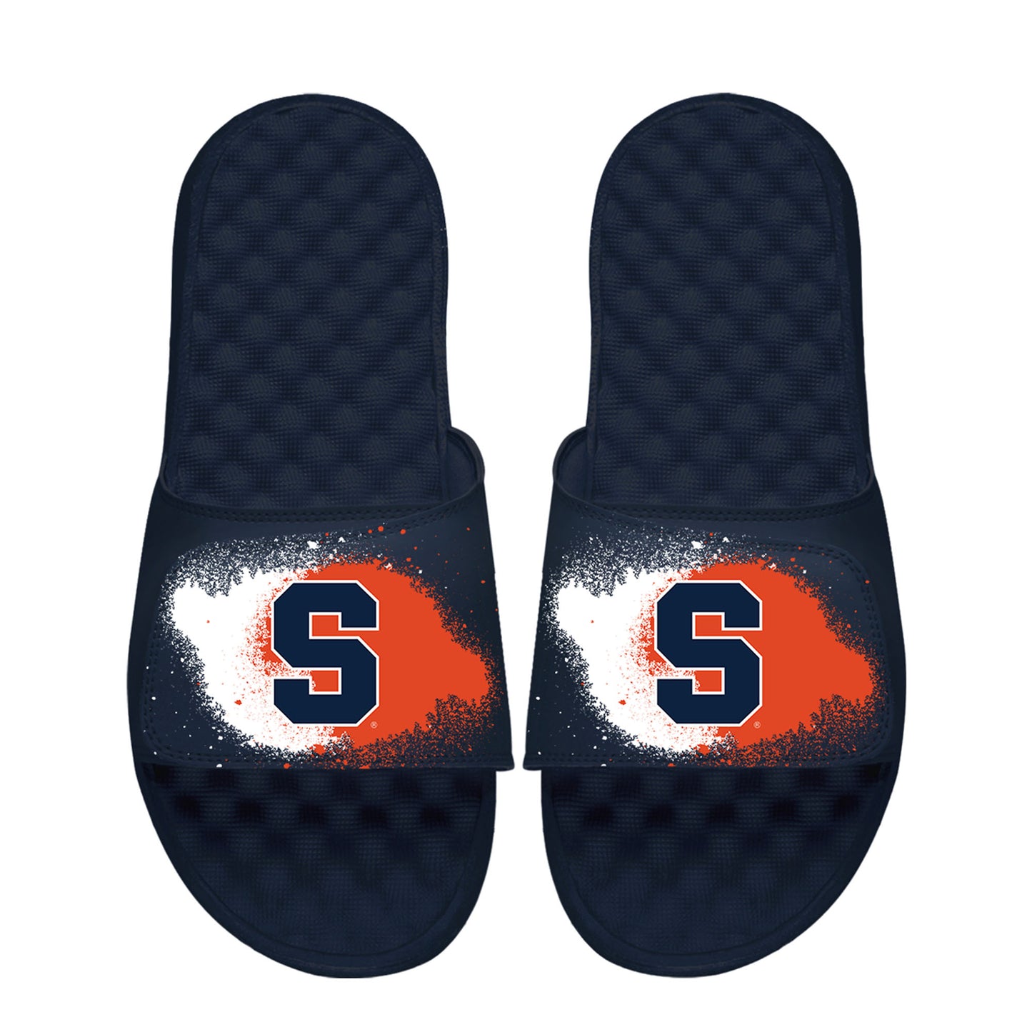 Youth ISlide Navy Syracuse Orange Spray Paint Slide Sandals