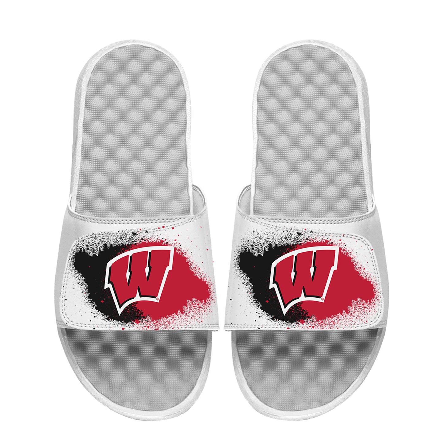 Youth ISlide White Wisconsin Badgers Spray Paint Slide Sandals