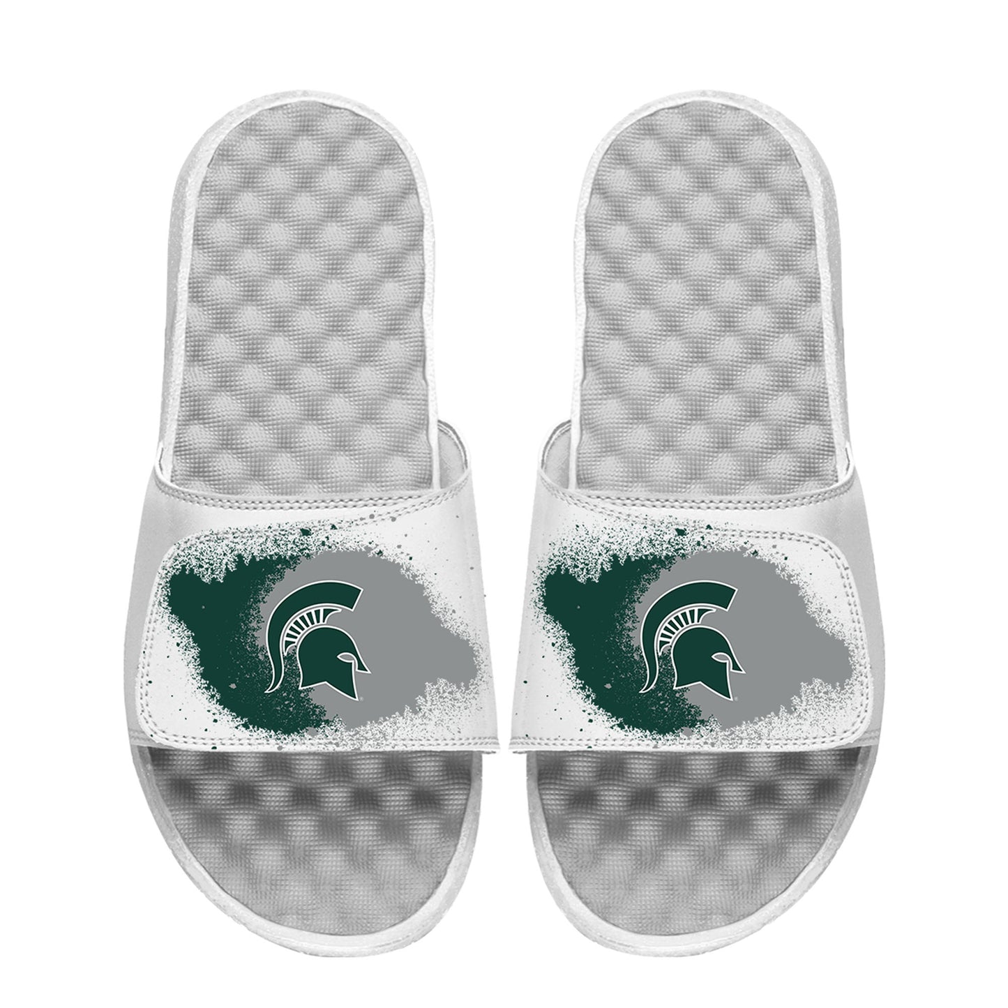 Men's ISlide White Michigan State Spartans Spray Paint Slide Sandals
