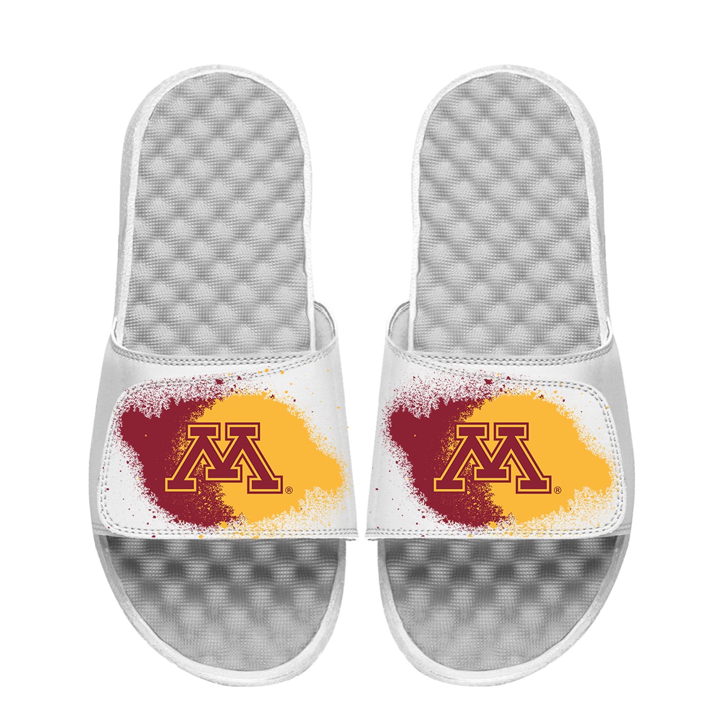 Men's ISlide White Minnesota Golden Gophers Spray Paint Slide Sandals