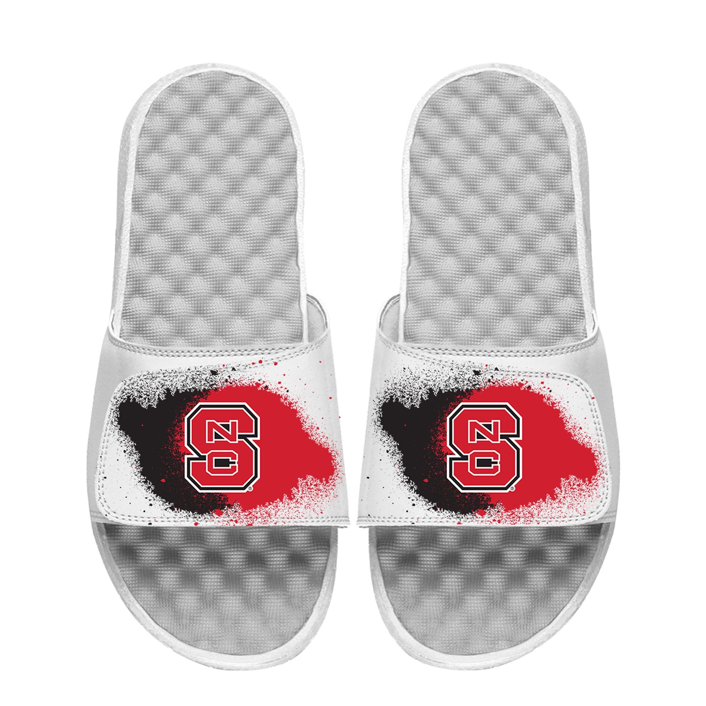 Men's ISlide White NC State Wolfpack Spray Paint Slide Sandals