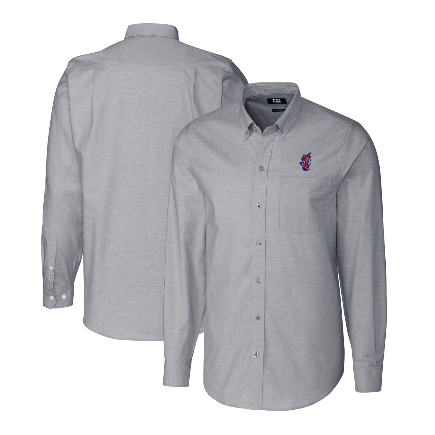 Men's Cutter & Buck Charcoal Florida Gators Swinging Gator Big & Tall Oxford Stretch Tri-Blend Long Sleeve Button-Down Shirt