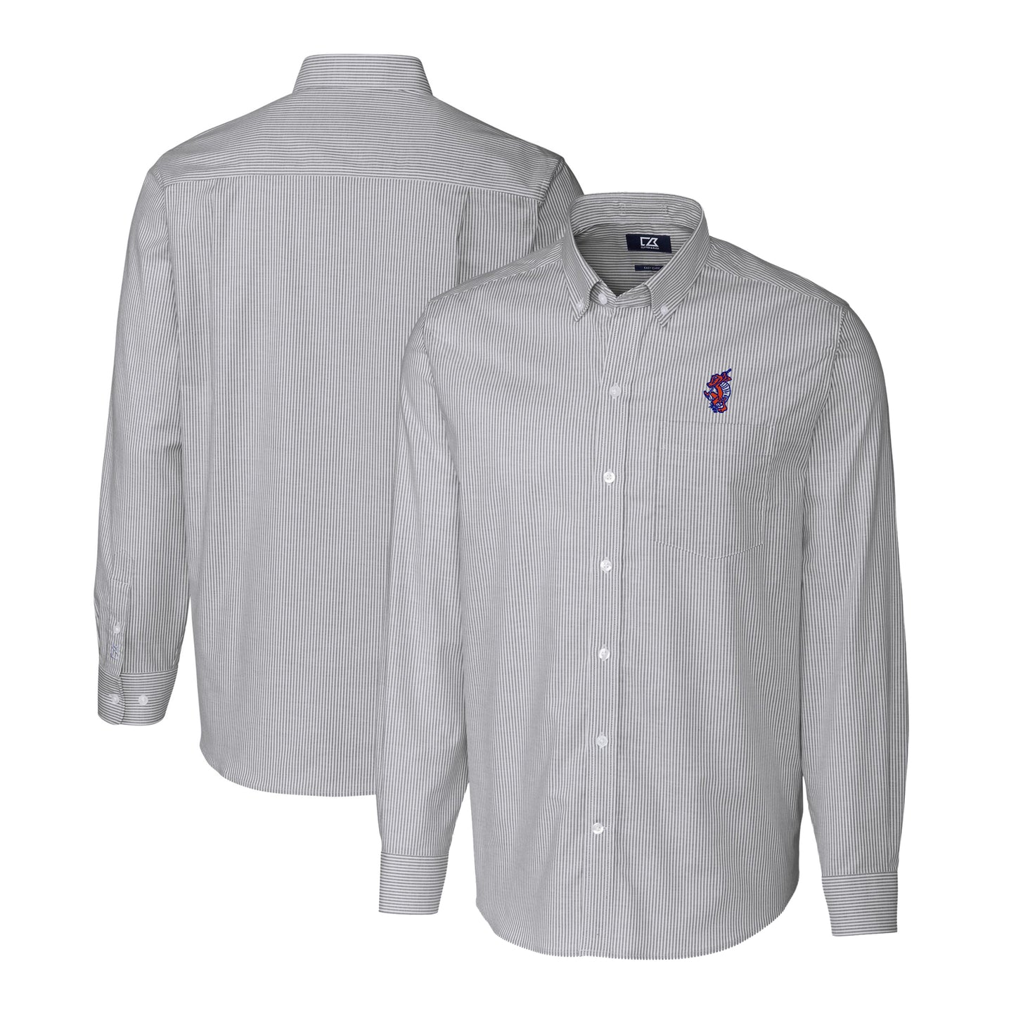 Men's Cutter & Buck Charcoal Florida Gators Swinging Gator Big & Tall Stretch Oxford Tri-Blend Long Sleeve Button-Down Shirt