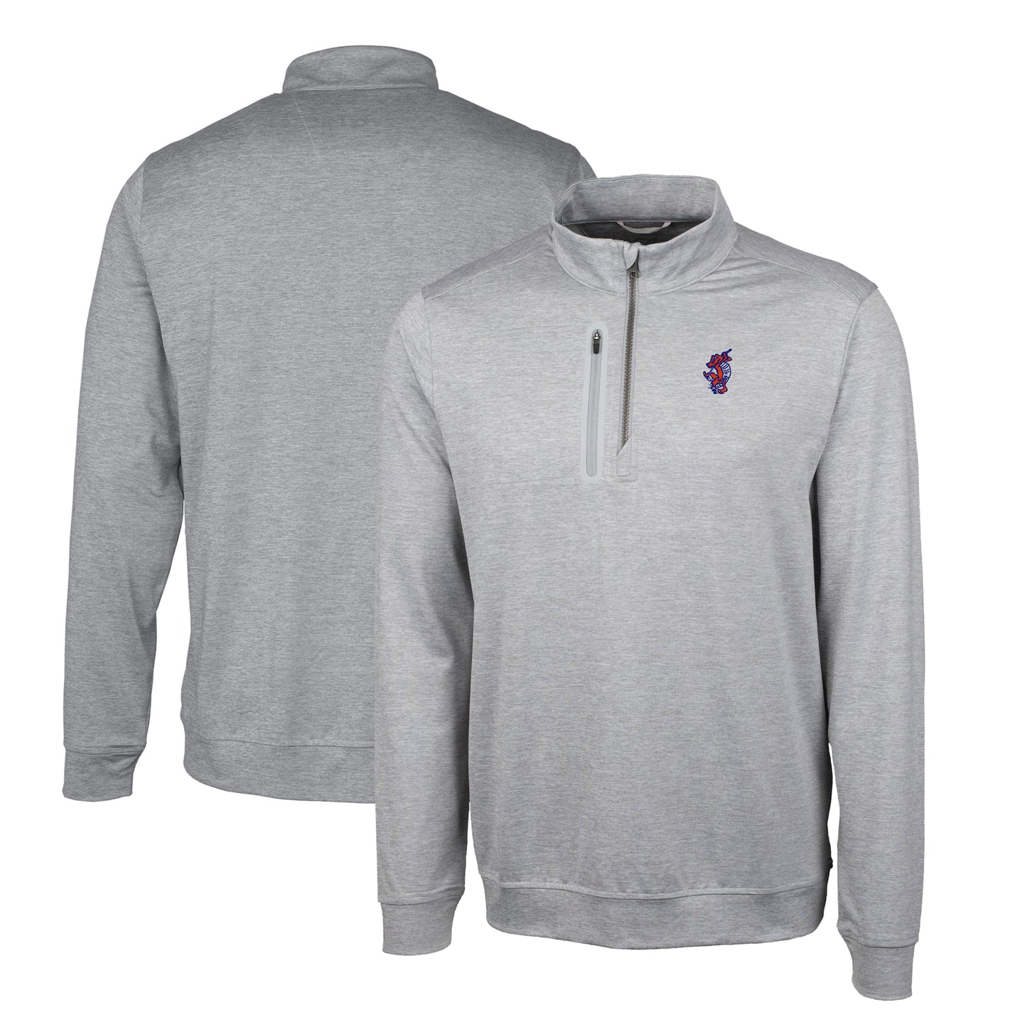 Men's Cutter & Buck Gray Florida Gators Swinging Gator Big & Tall Stealth Heathered Quarter-Zip Pullover Top