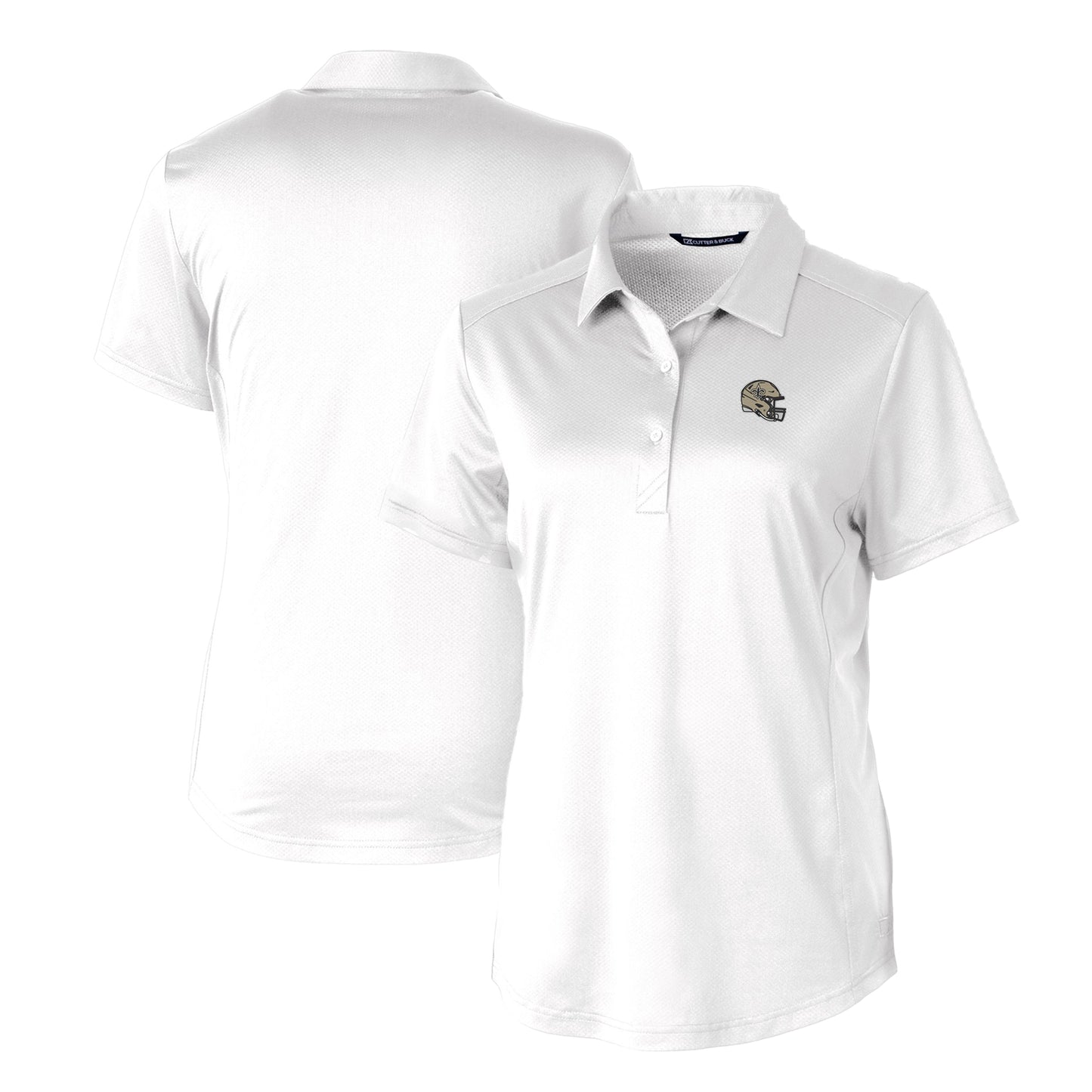 Women's Cutter & Buck White New Orleans Saints Helmet Logo DryTec Prospect Textured Stretch Polo