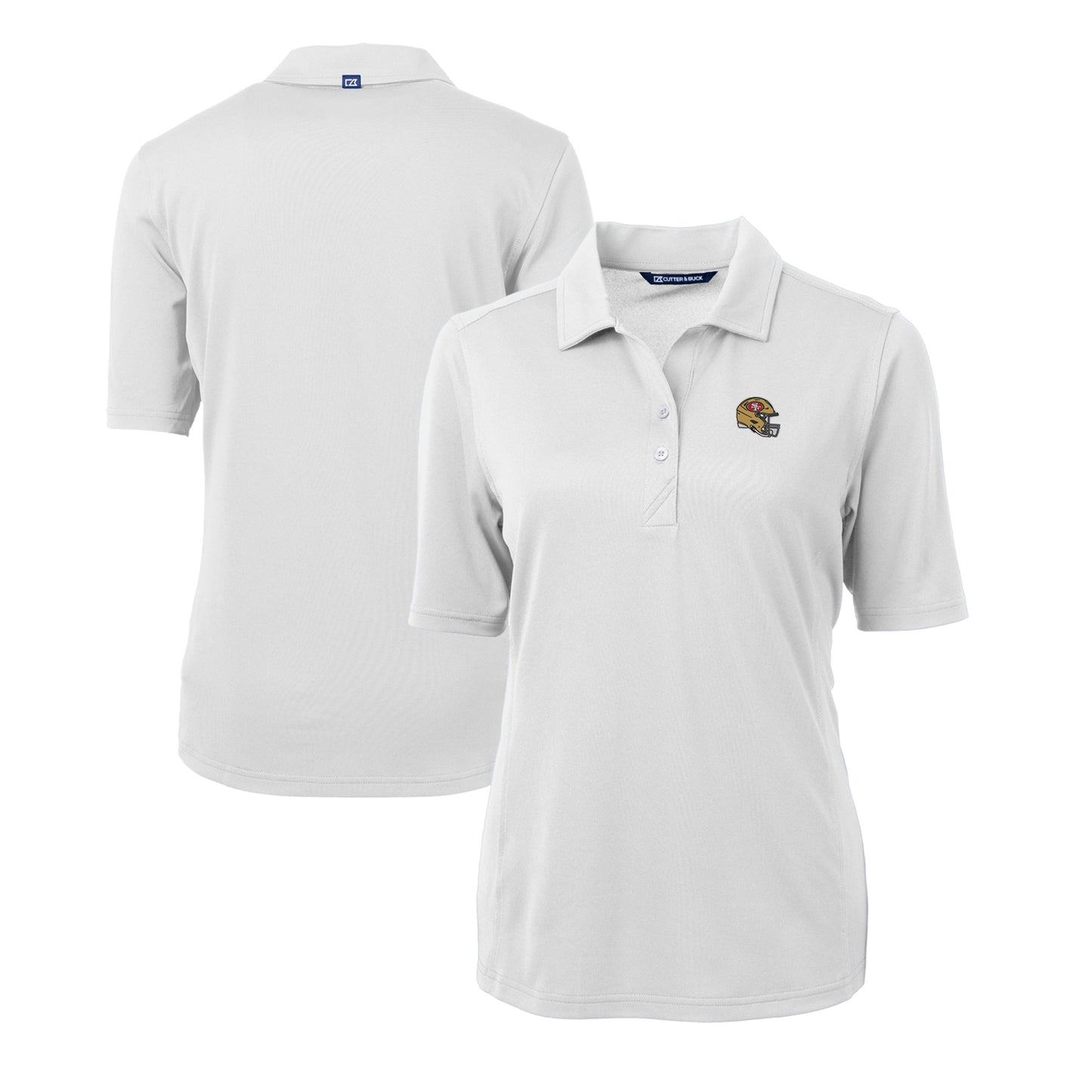 Women's Cutter & Buck White San Francisco 49ers Helmet Logo DryTec Virtue Eco Pique Recycled Polo