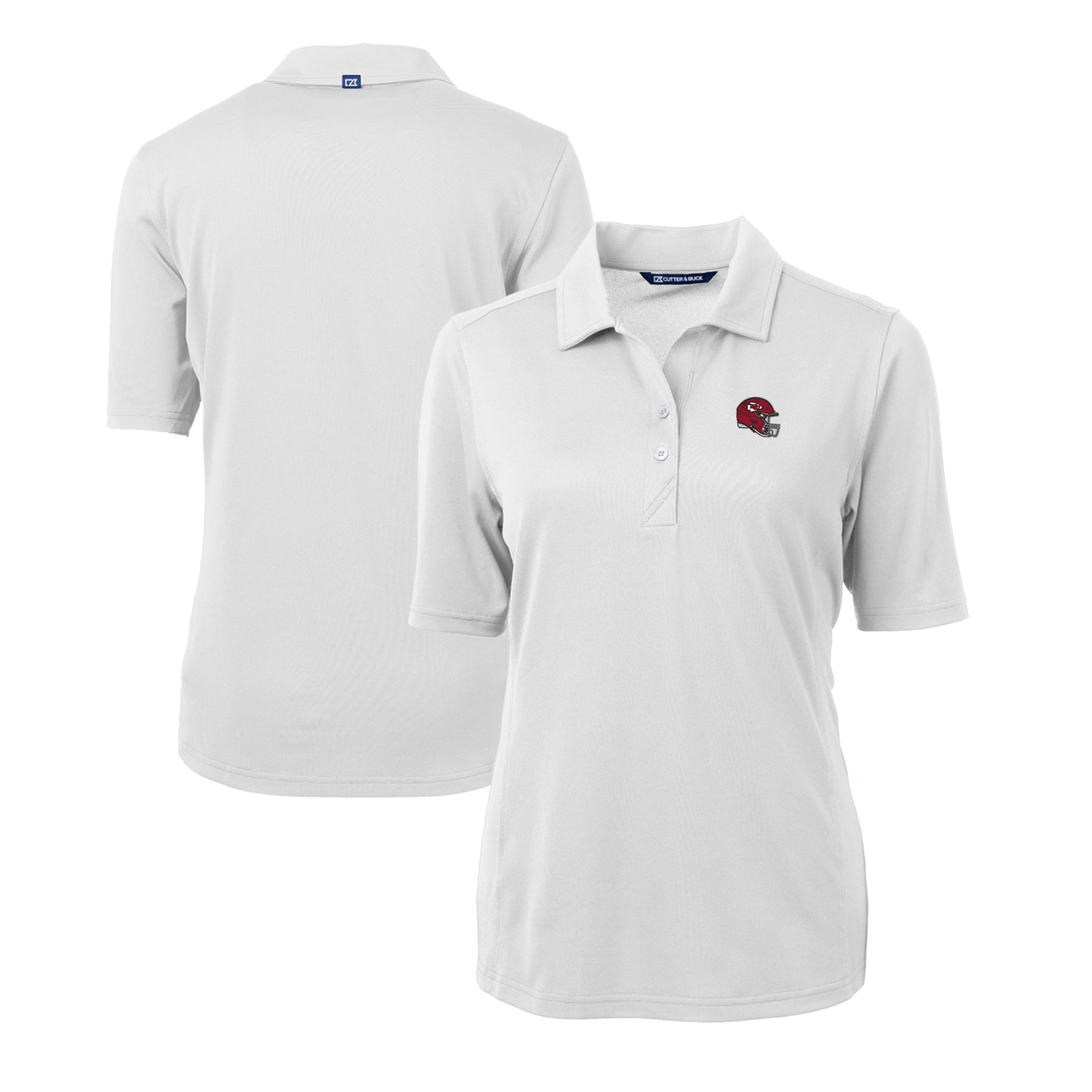Women's Cutter & Buck White Kansas City Chiefs Helmet Logo DryTec Virtue Eco Pique Recycled Polo