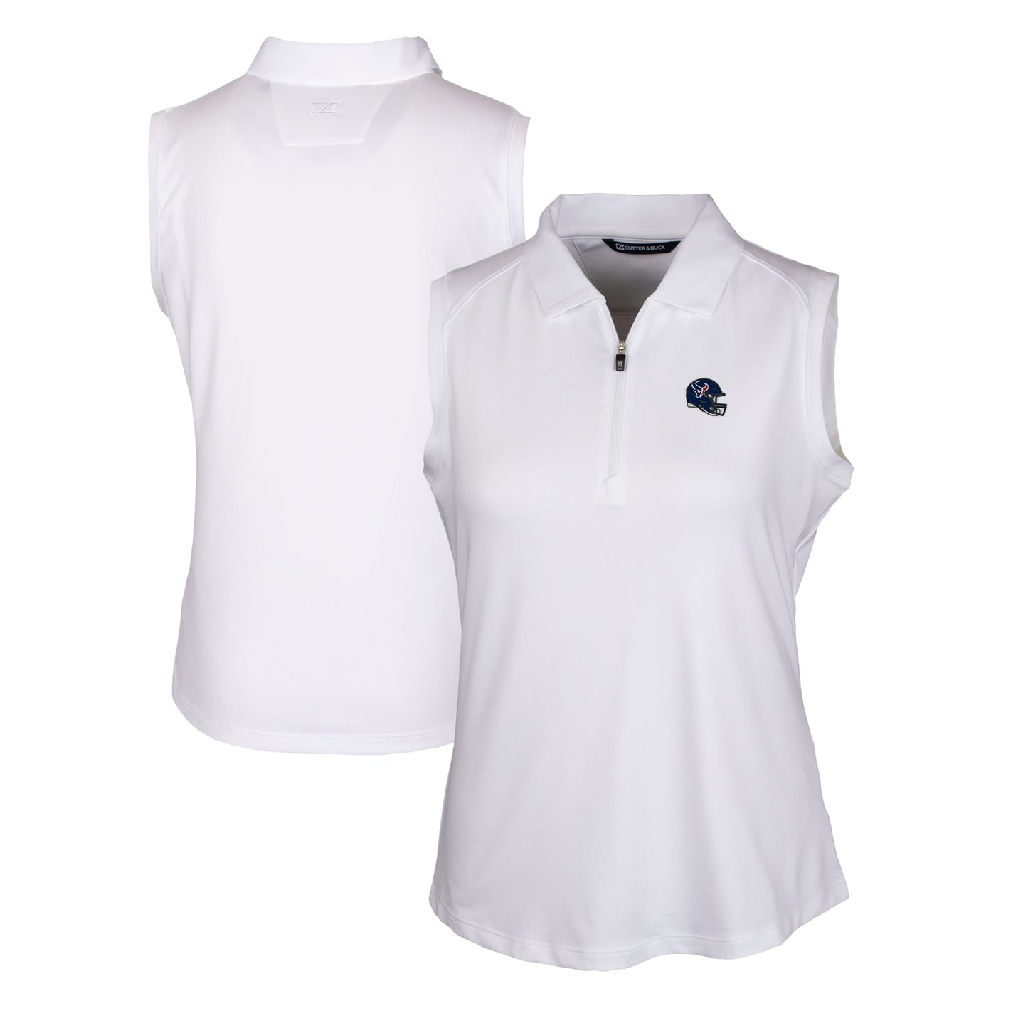 Women's Cutter & Buck White Houston Texans Helmet Logo DryTec Forge Stretch Sleeveless Polo