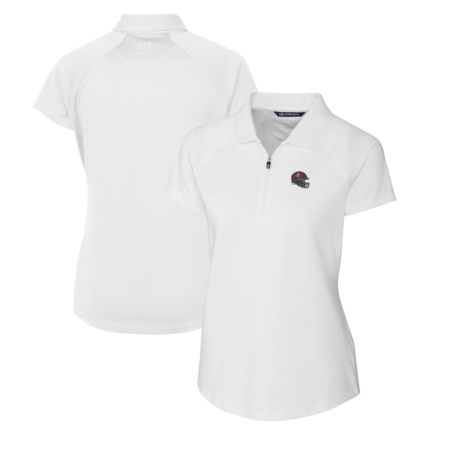 Women's Cutter & Buck White Tampa Bay Buccaneers Helmet Logo DryTec Forge Stretch Polo