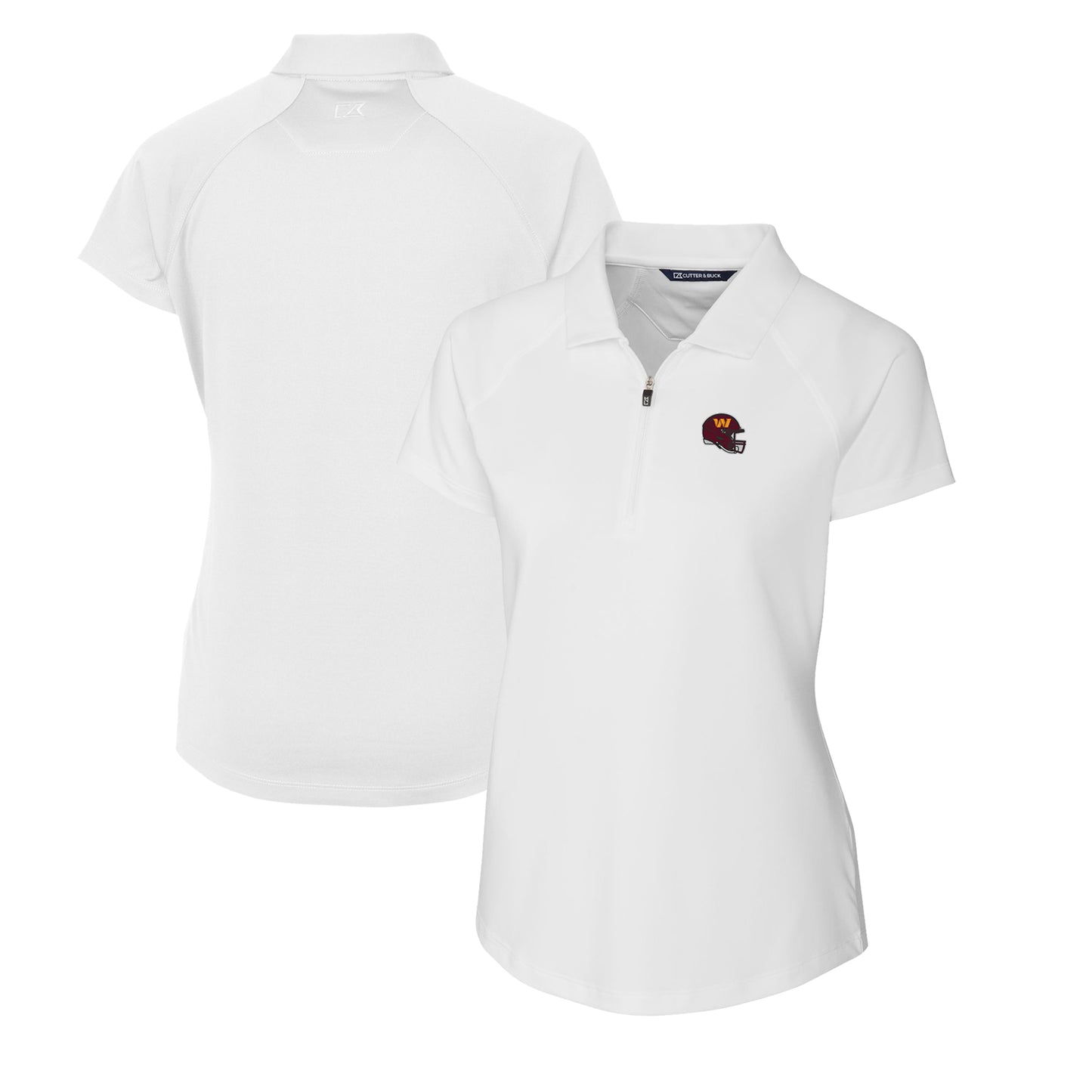 Women's Cutter & Buck White Washington Commanders Helmet Logo DryTec Forge Stretch Polo