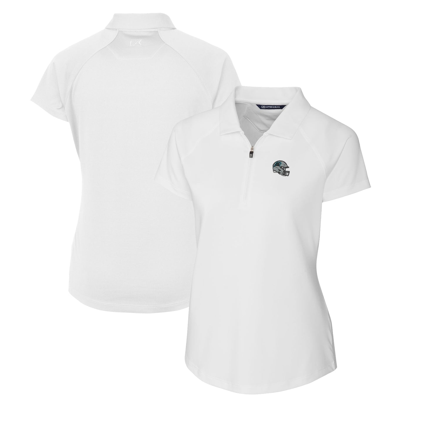 Women's Cutter & Buck White Carolina Panthers Helmet Logo DryTec Forge Stretch Polo