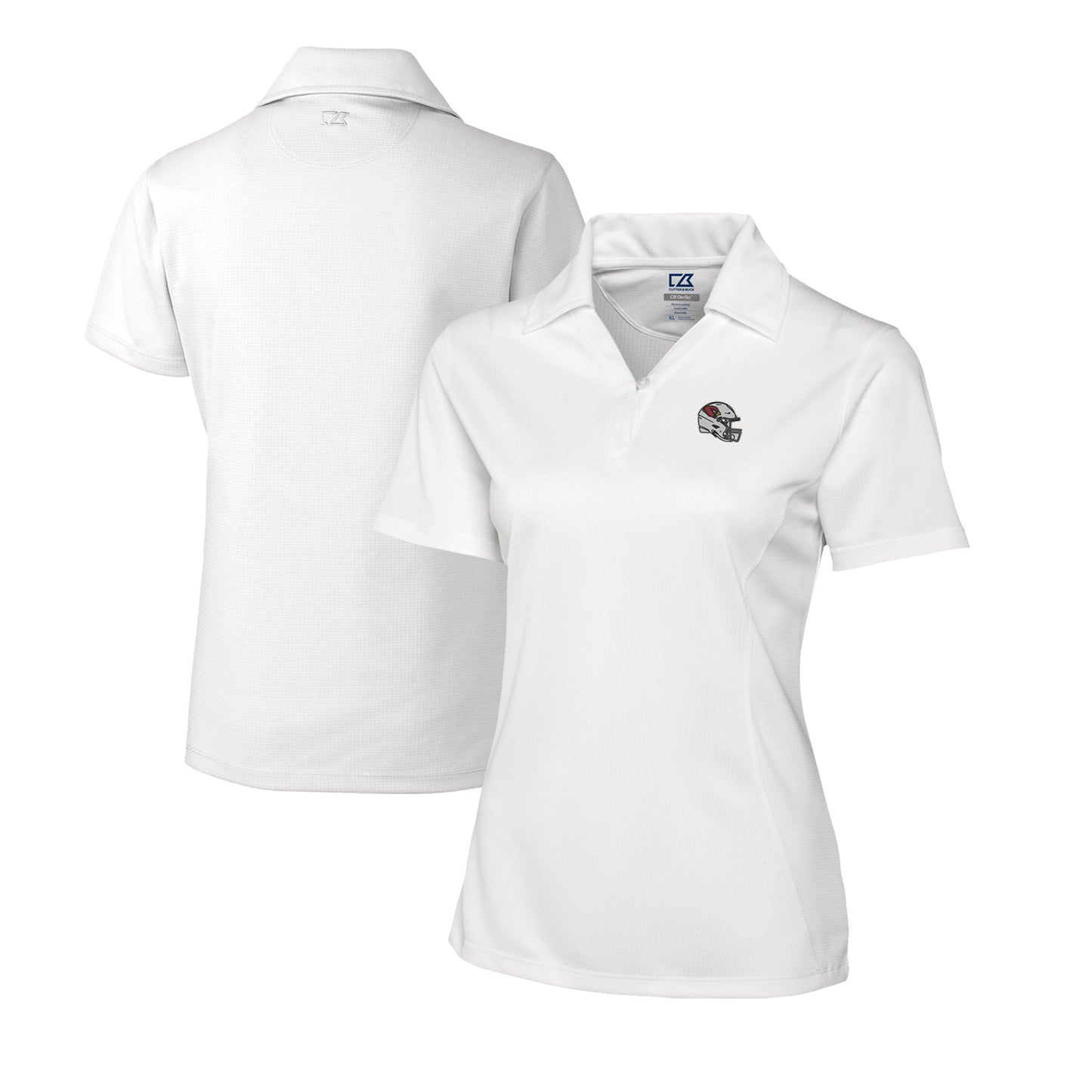 Women's Cutter & Buck White Arizona Cardinals Helmet Logo CB DryTec Genre Textured Solid Polo