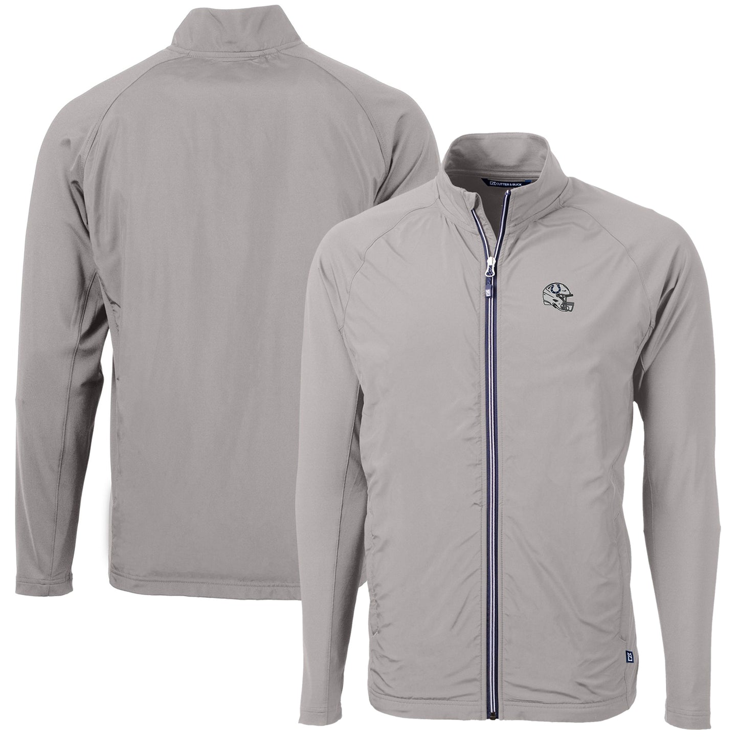 Men's Cutter & Buck Silver Indianapolis Colts Helmet Adapt Eco Knit Hybrid Recycled Full-Zip Jacket