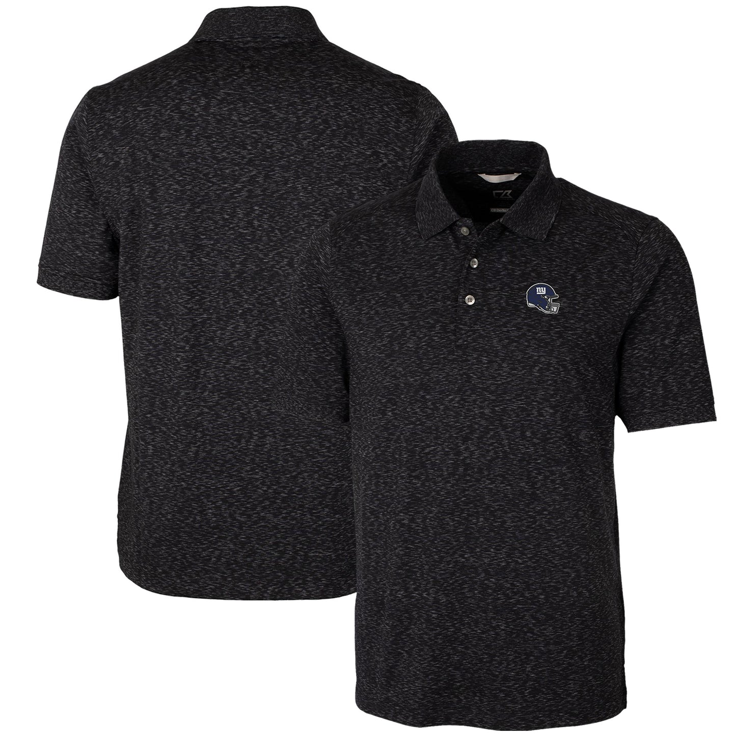 Men's Cutter & Buck Black New York Giants Helmet Advantage Space Dye Tri-Blend Polo