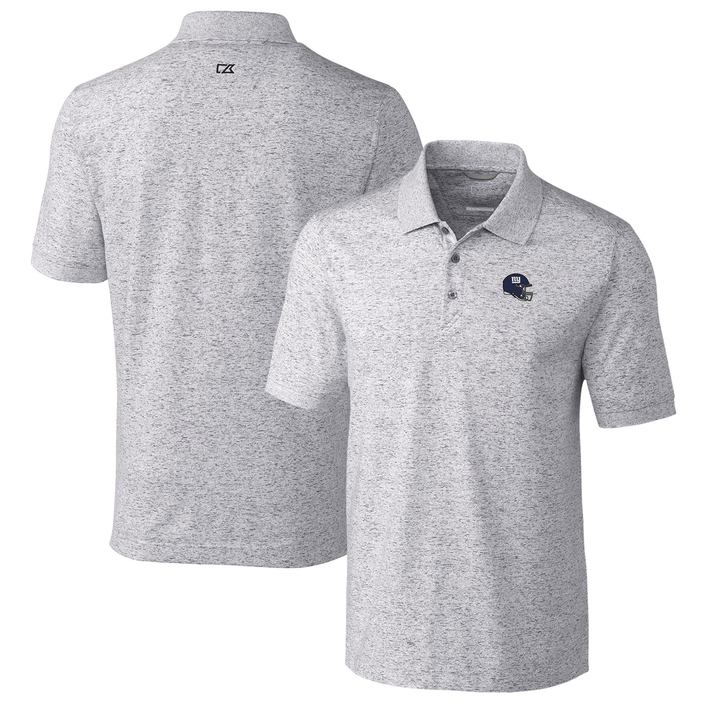 Men's Cutter & Buck Gray New York Giants Helmet Advantage Space Dye Tri-Blend Polo