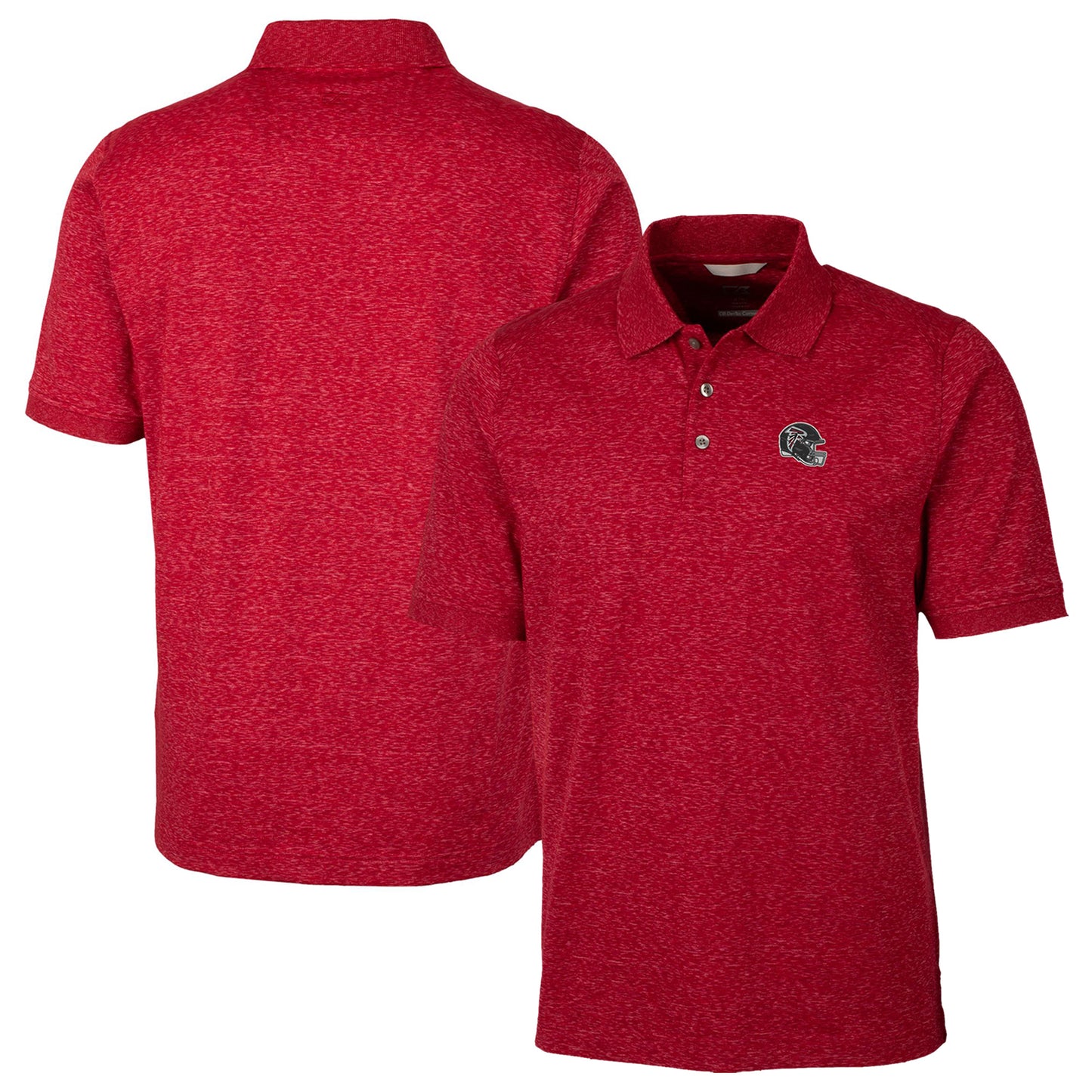 Men's Cutter & Buck Red Atlanta Falcons Helmet Advantage Space Dye Tri-Blend Polo