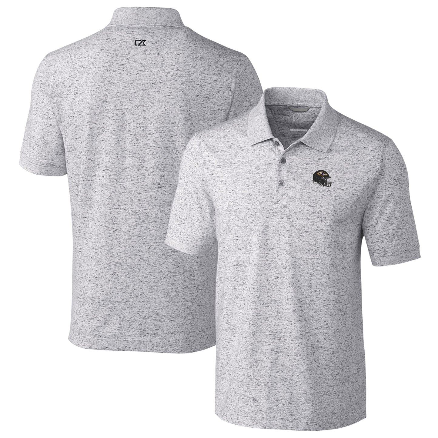Men's Cutter & Buck Gray Baltimore Ravens Helmet Advantage Space Dye Tri-Blend Polo