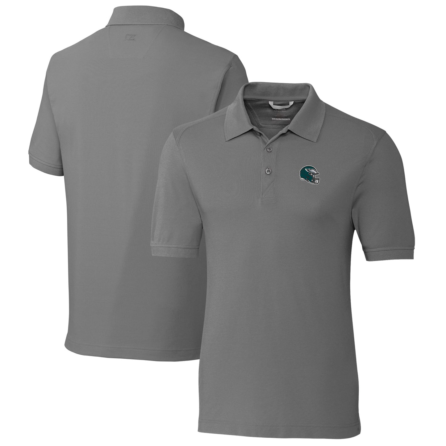 Men's Cutter & Buck Gray Philadelphia Eagles Helmet Advantage Tri-Blend Pique Polo