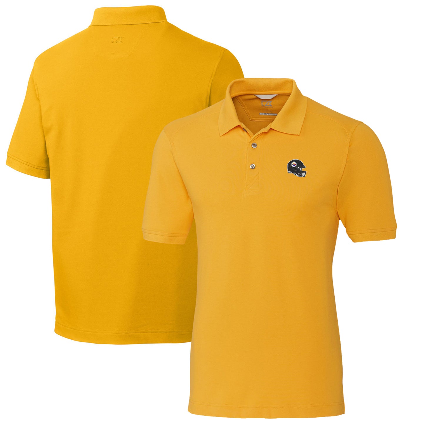 Men's Cutter & Buck Gold Pittsburgh Steelers Helmet Advantage Tri-Blend Pique Polo