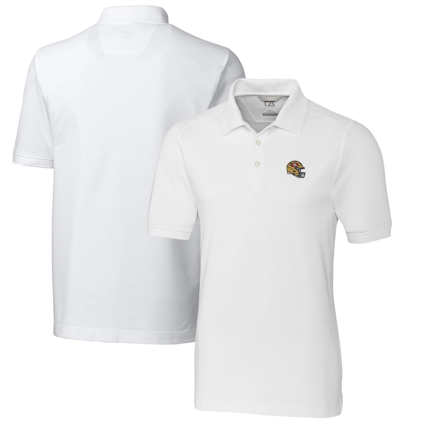Men's Cutter & Buck White San Francisco 49ers Helmet Advantage Tri-Blend Pique Polo