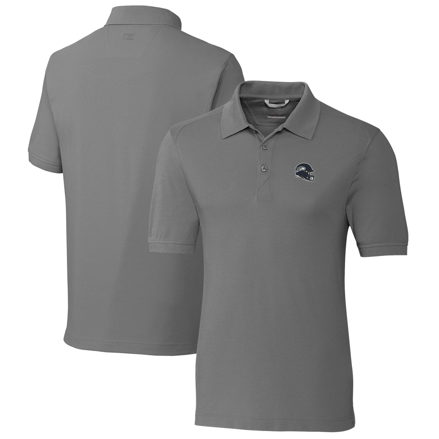 Men's Cutter & Buck Gray Seattle Seahawks Helmet Advantage Tri-Blend Pique Polo