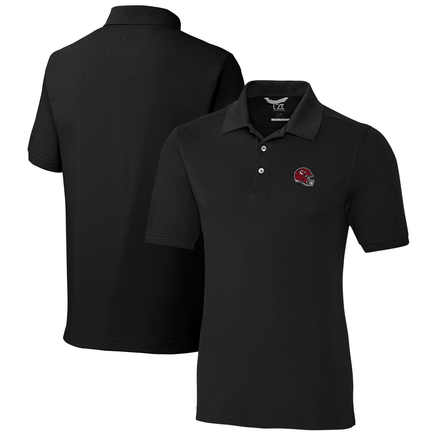 Men's Cutter & Buck Black Kansas City Chiefs Helmet Advantage Tri-Blend Pique Polo