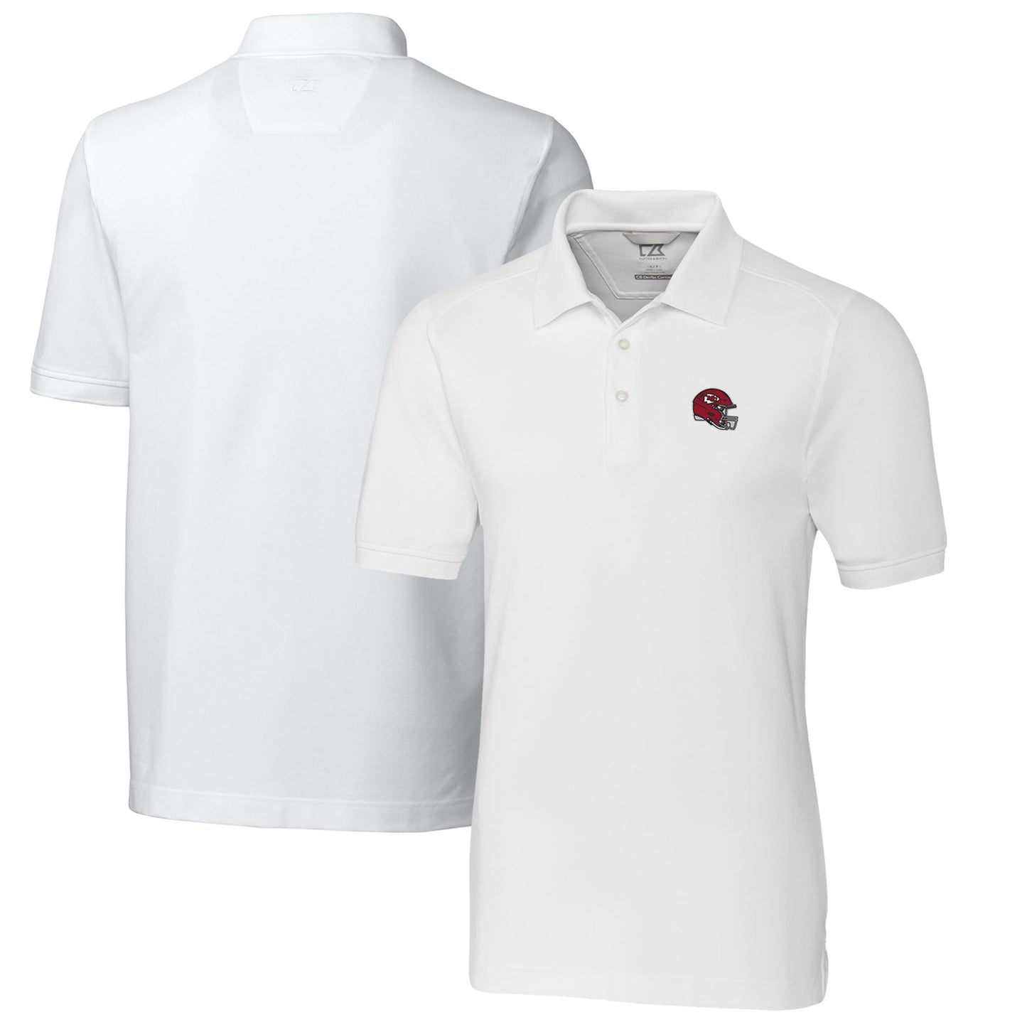 Men's Cutter & Buck White Kansas City Chiefs Helmet Advantage Tri-Blend Pique Polo