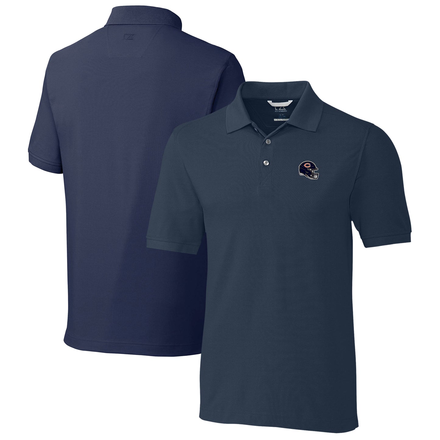 Men's Cutter & Buck Navy Chicago Bears Helmet Advantage Tri-Blend Pique Polo