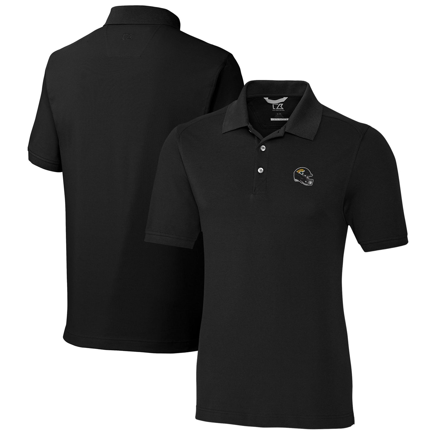 Men's Cutter & Buck Black Jacksonville Jaguars Helmet Advantage Tri-Blend Pique Polo