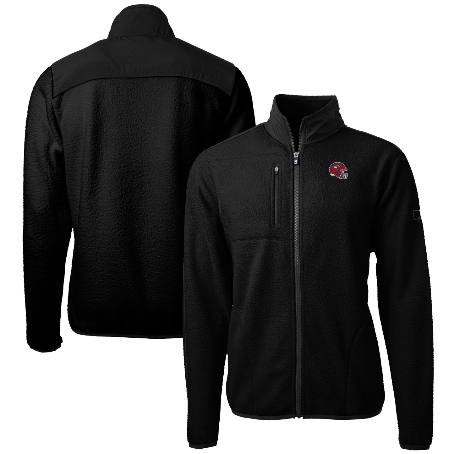 Men's Cutter & Buck Black Kansas City Chiefs Helmet Cascade Eco Sherpa Fleece Full-Zip Jacket