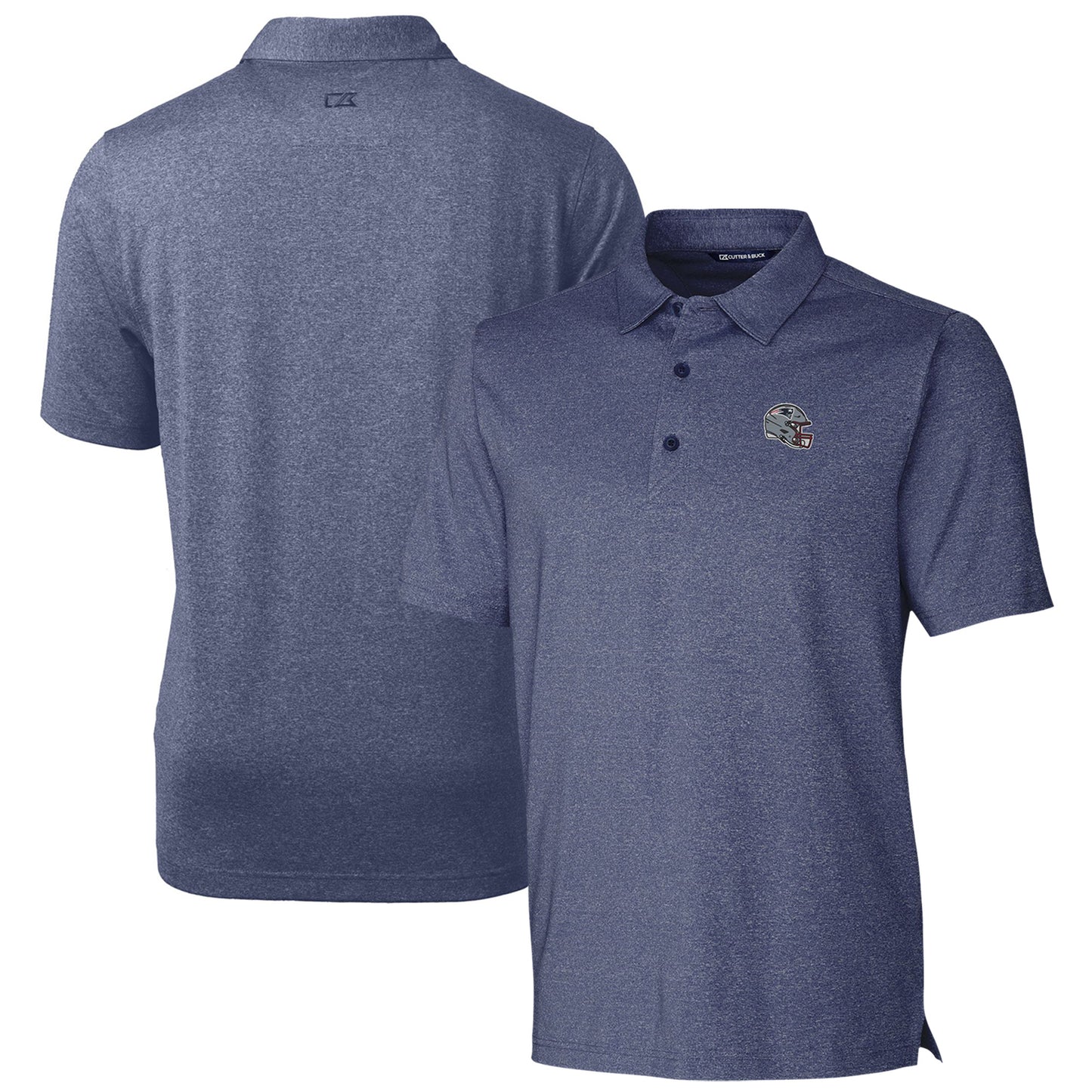 Men's Cutter & Buck Heather Navy New England Patriots Helmet Forge Stretch Polo