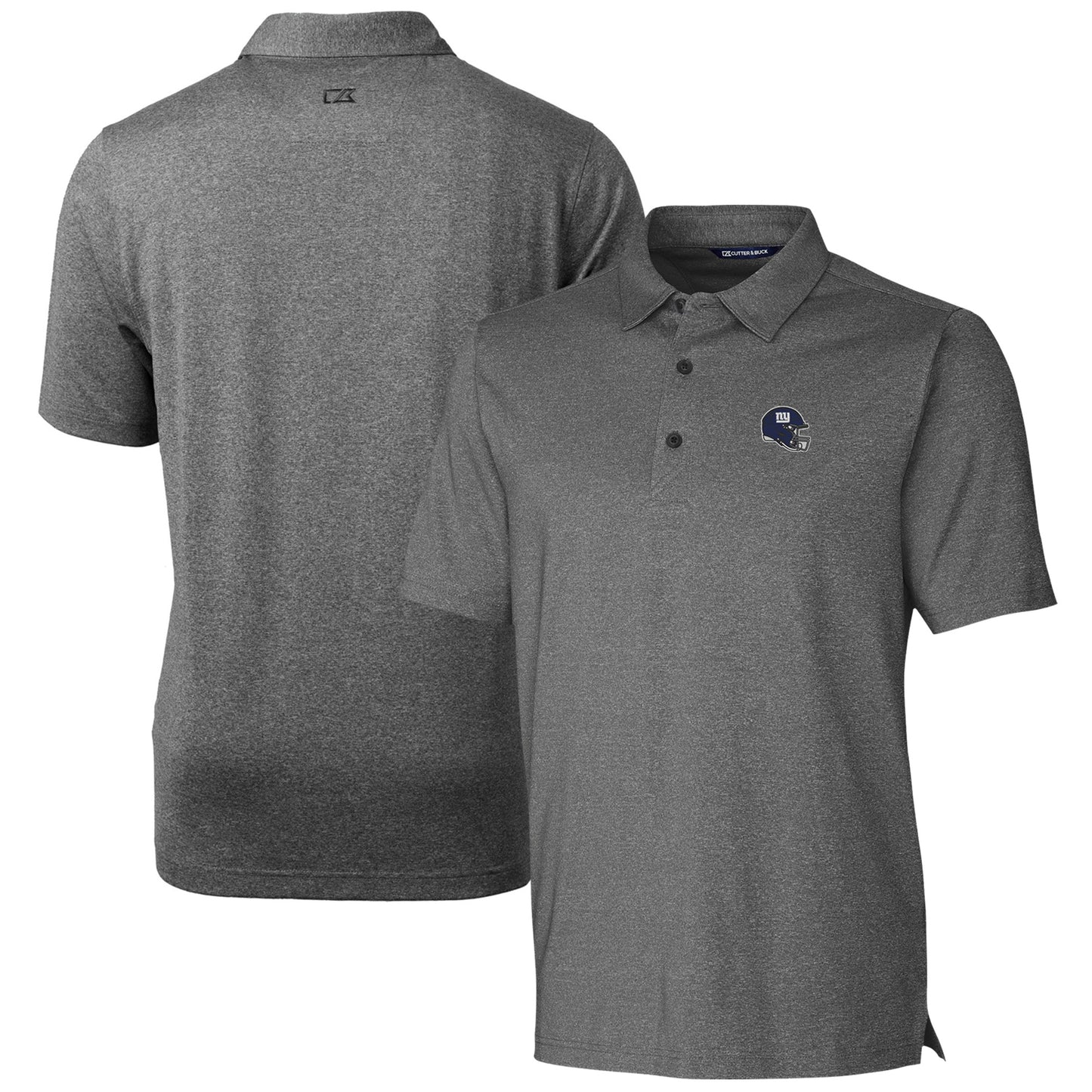 Men's Cutter & Buck Heather Charcoal New York Giants Helmet Forge Stretch Polo