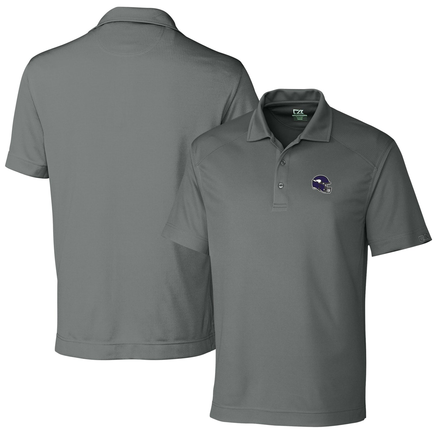 Men's Cutter & Buck Steel Minnesota Vikings Helmet DryTec Genre Textured Solid Polo