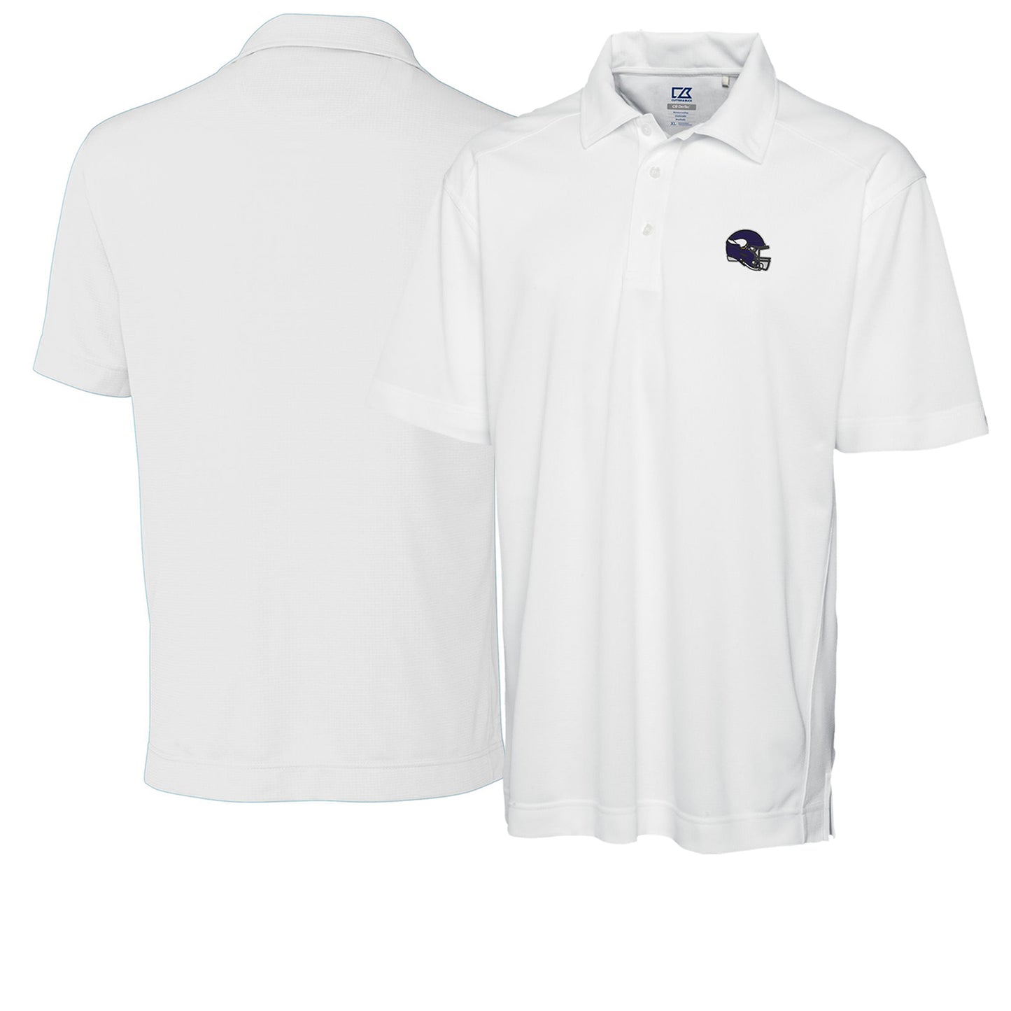 Men's Cutter & Buck White Minnesota Vikings Helmet DryTec Genre Textured Solid Polo