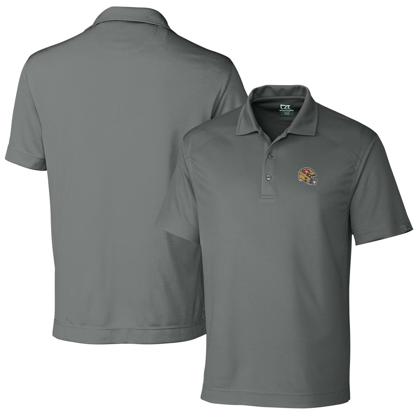 Men's Cutter & Buck Steel San Francisco 49ers Helmet DryTec Genre Textured Solid Polo