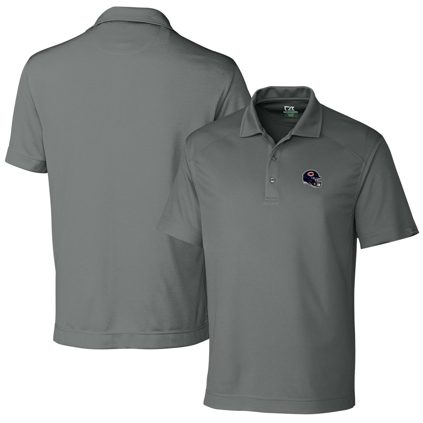 Men's Cutter & Buck Steel Chicago Bears Helmet DryTec Genre Textured Solid Polo