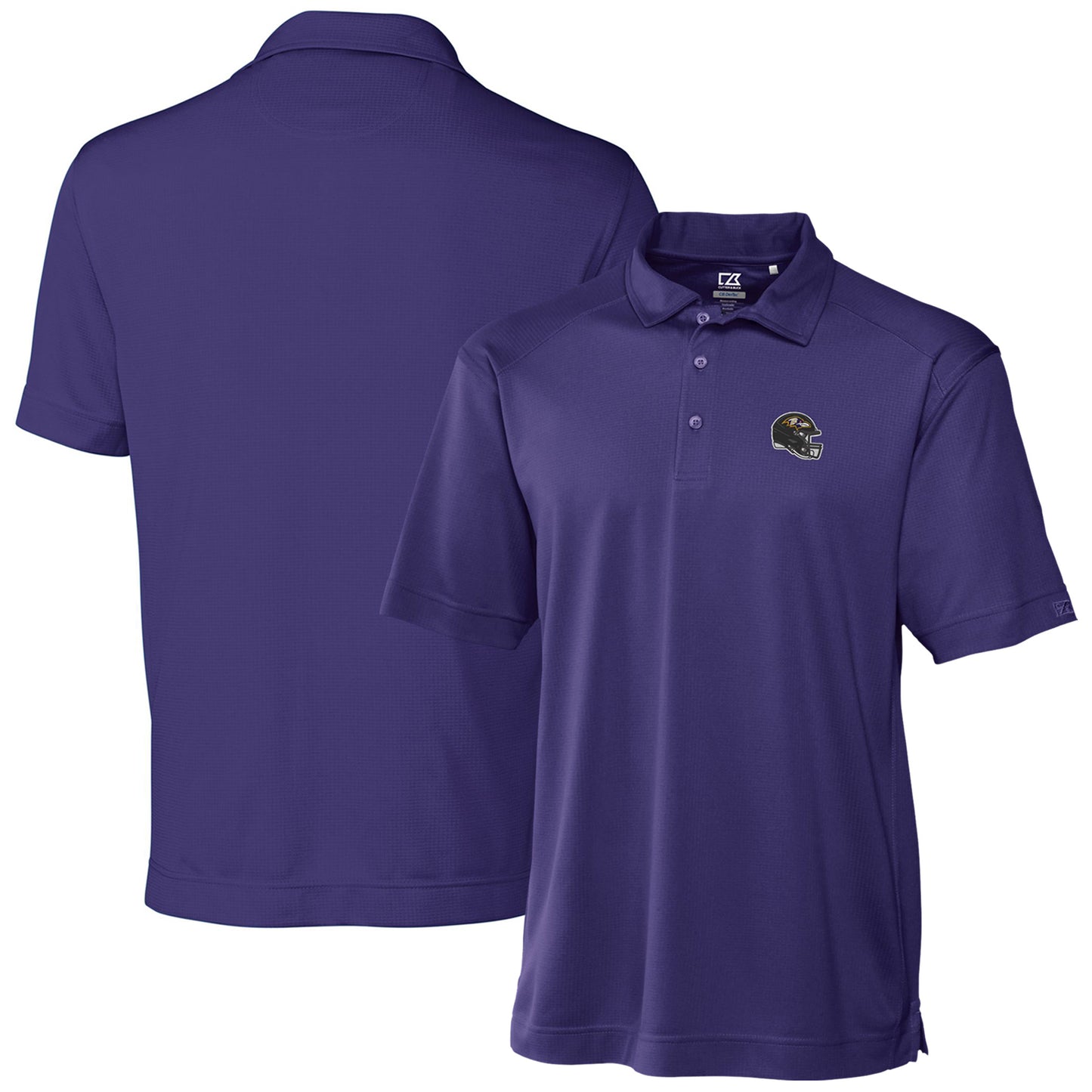 Men's Cutter & Buck Purple Baltimore Ravens Helmet DryTec Genre Textured Solid Polo