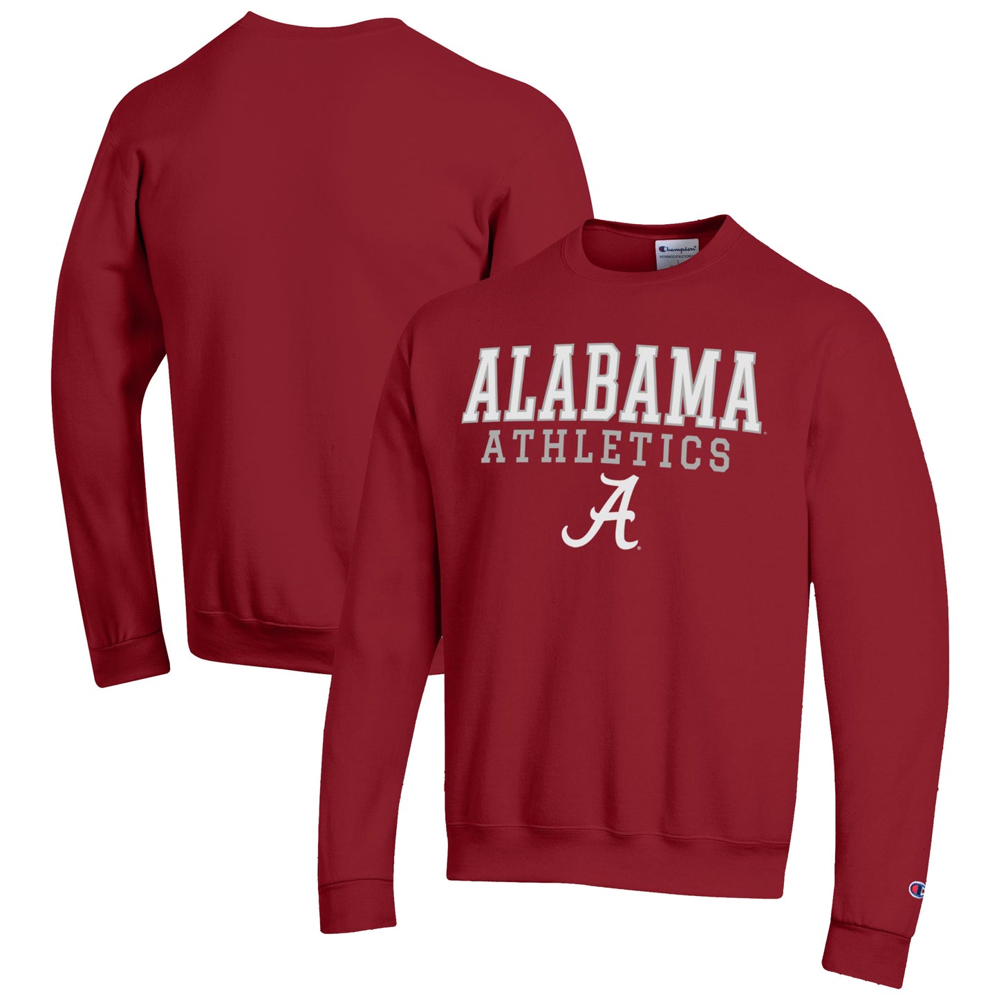 Men's Champion Crimson Alabama Crimson Tide Athletics Logo Stack Pullover Sweatshirt