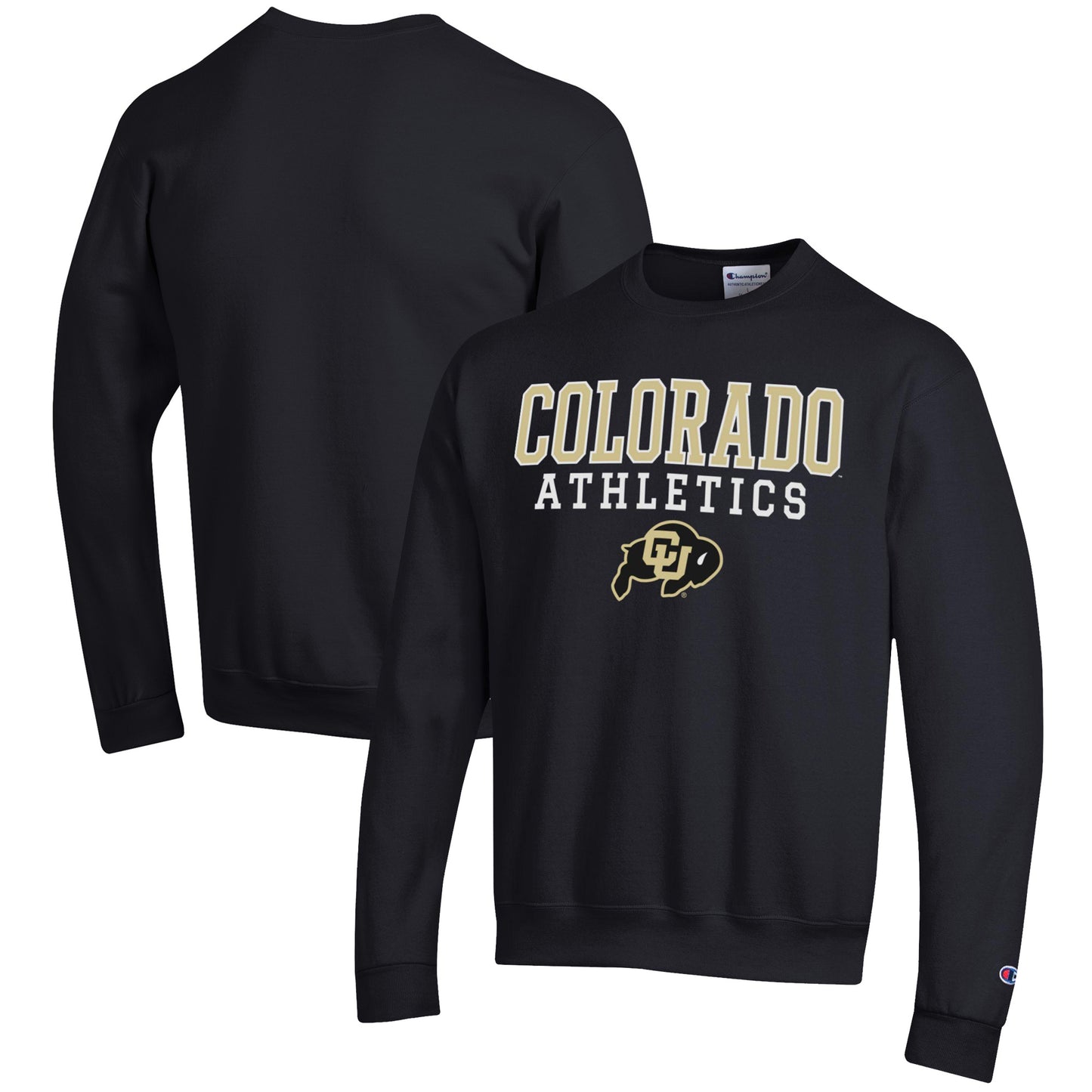 Men's Champion Black Colorado Buffaloes Athletics Logo Stack Pullover Sweatshirt