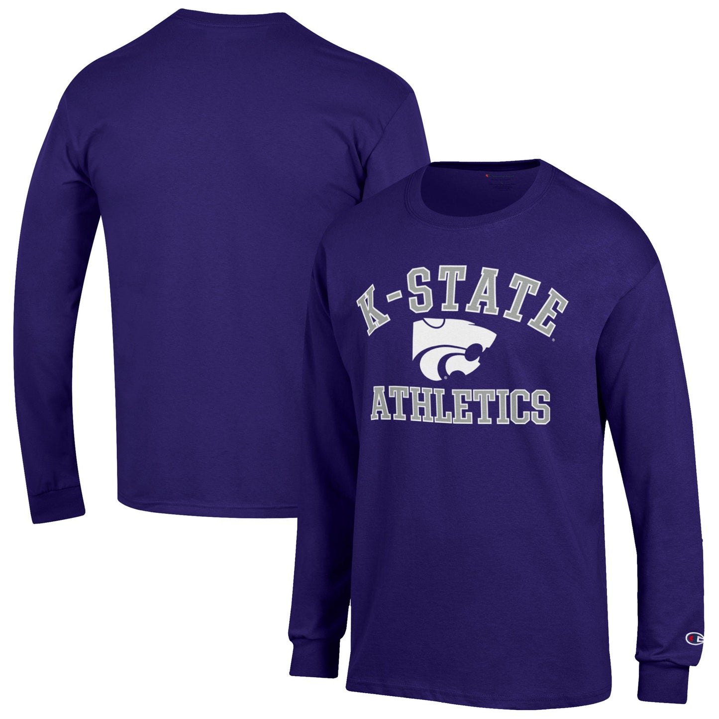 Men's Champion Purple Kansas State Wildcats Athletics Logo Long Sleeve T-Shirt