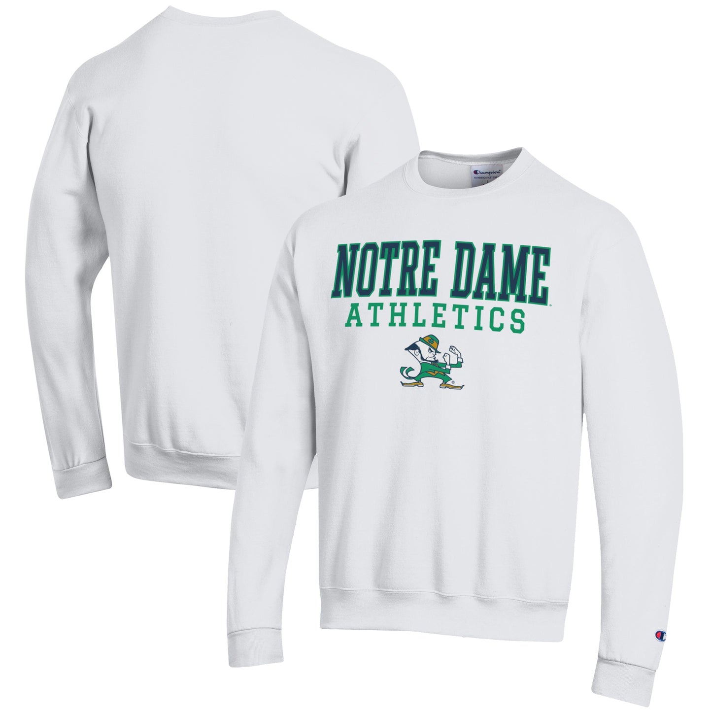 Men's Champion White Notre Dame Fighting Irish Athletics Logo Stack Pullover Sweatshirt