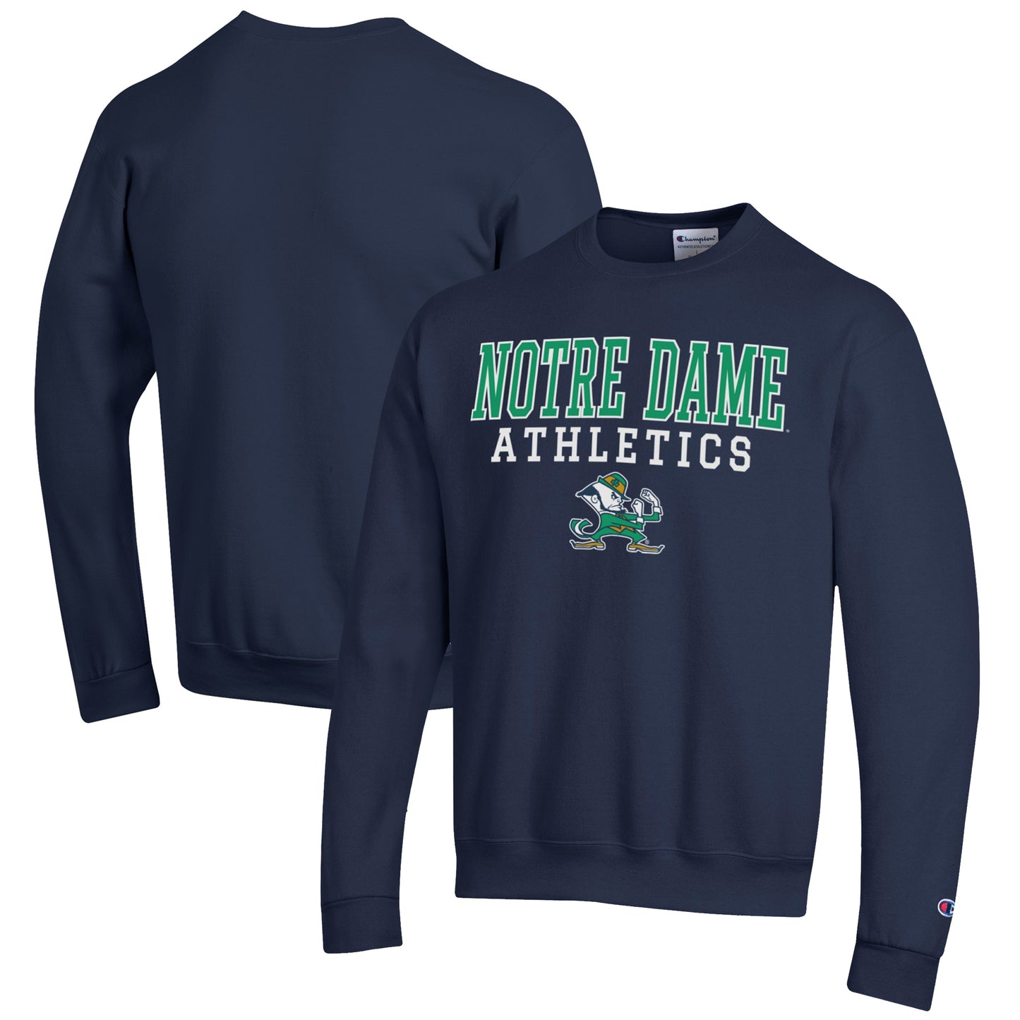Men's Champion Navy Notre Dame Fighting Irish Athletics Logo Stack Pullover Sweatshirt