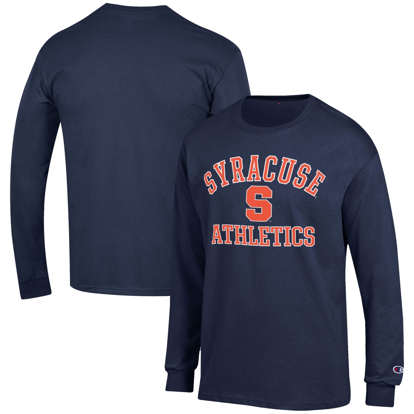 Men's Champion Navy Syracuse Orange Athletics Logo Long Sleeve T-Shirt
