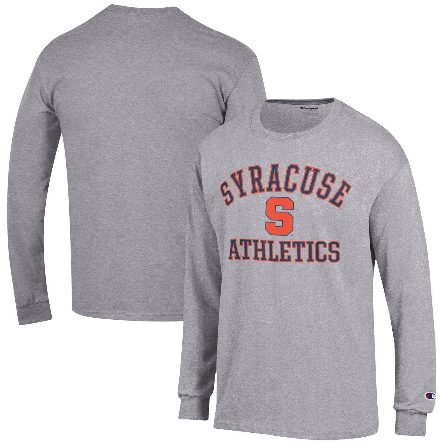 Men's Champion Gray Syracuse Orange Athletics Logo Long Sleeve T-Shirt